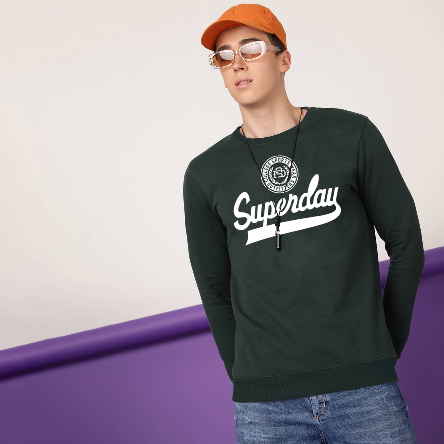     			FTX Fleece Round Neck Men's Sweatshirt - Olive ( Pack of 1 )