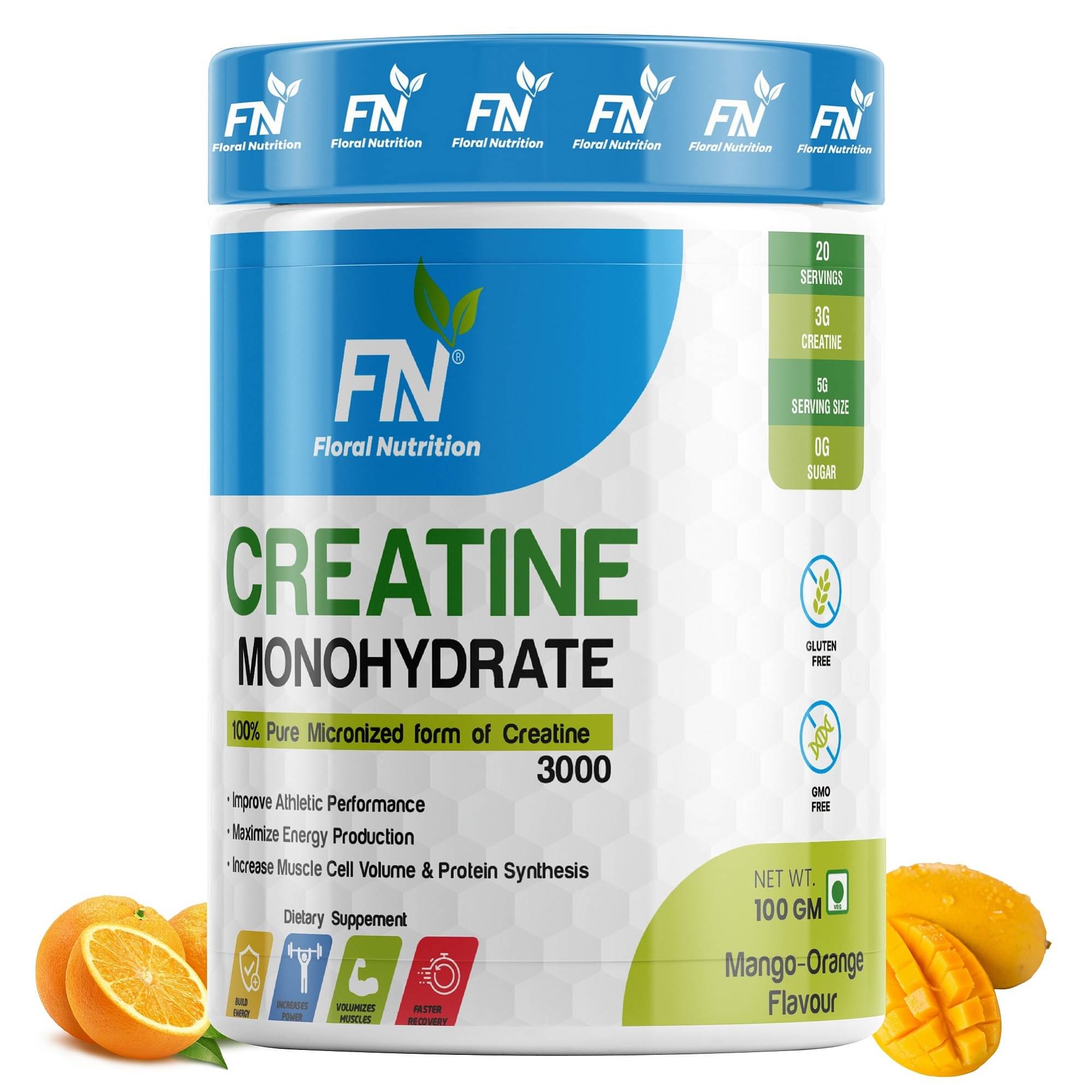 Floral Nutrition Creatine monohydrate Micronized 3000mg 100 gm Floral Nutrition Creatine monohydrate Micronized 3000mg 100 gm