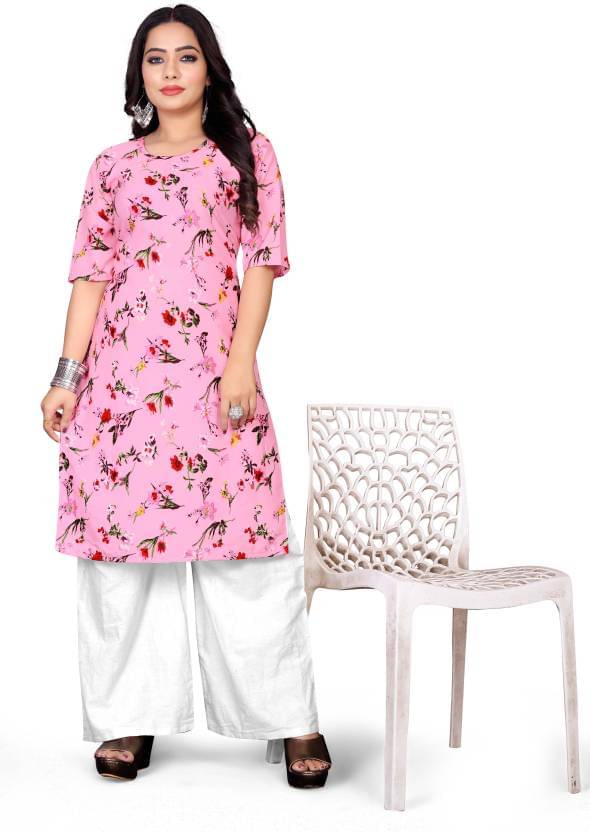 INDIAN SILKS Rayon Printed A-line Women's Kurti - Pink ( Pack of 1 ) INDIAN SILKS Rayon Printed A-line Women's Kurti - Pink ( Pack of 1 )