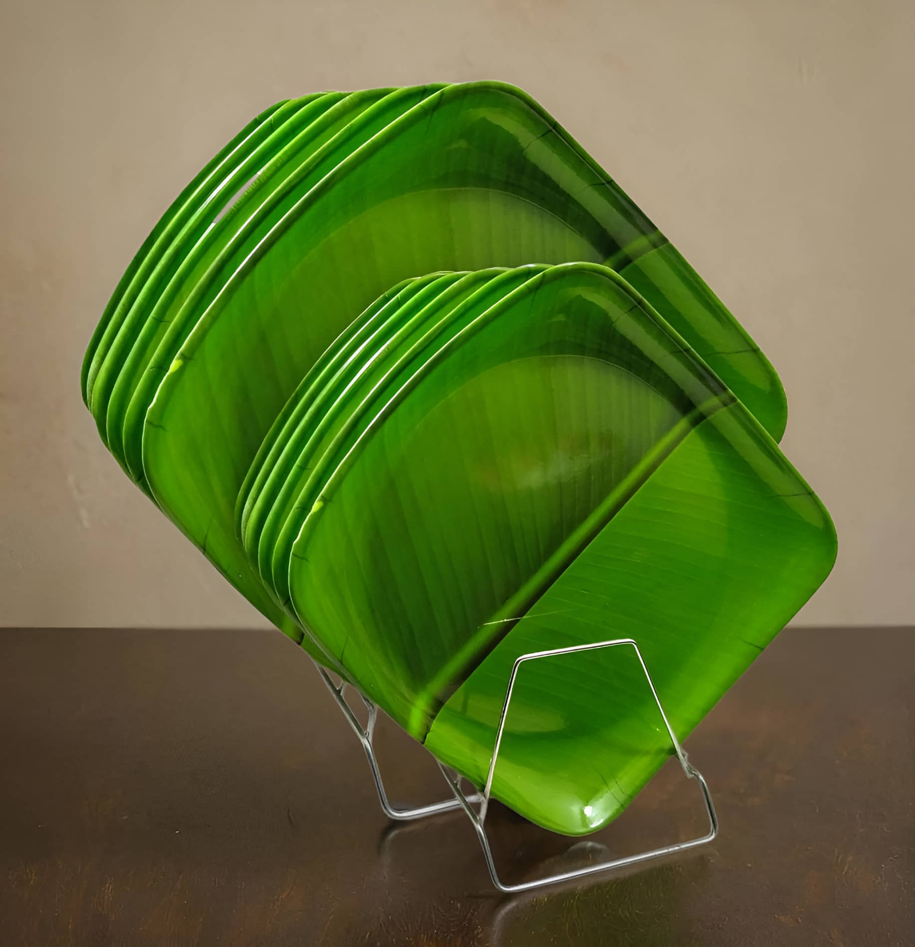 Inpro 12 Pcs Melamine Dark Green Full Plate & Half Plate