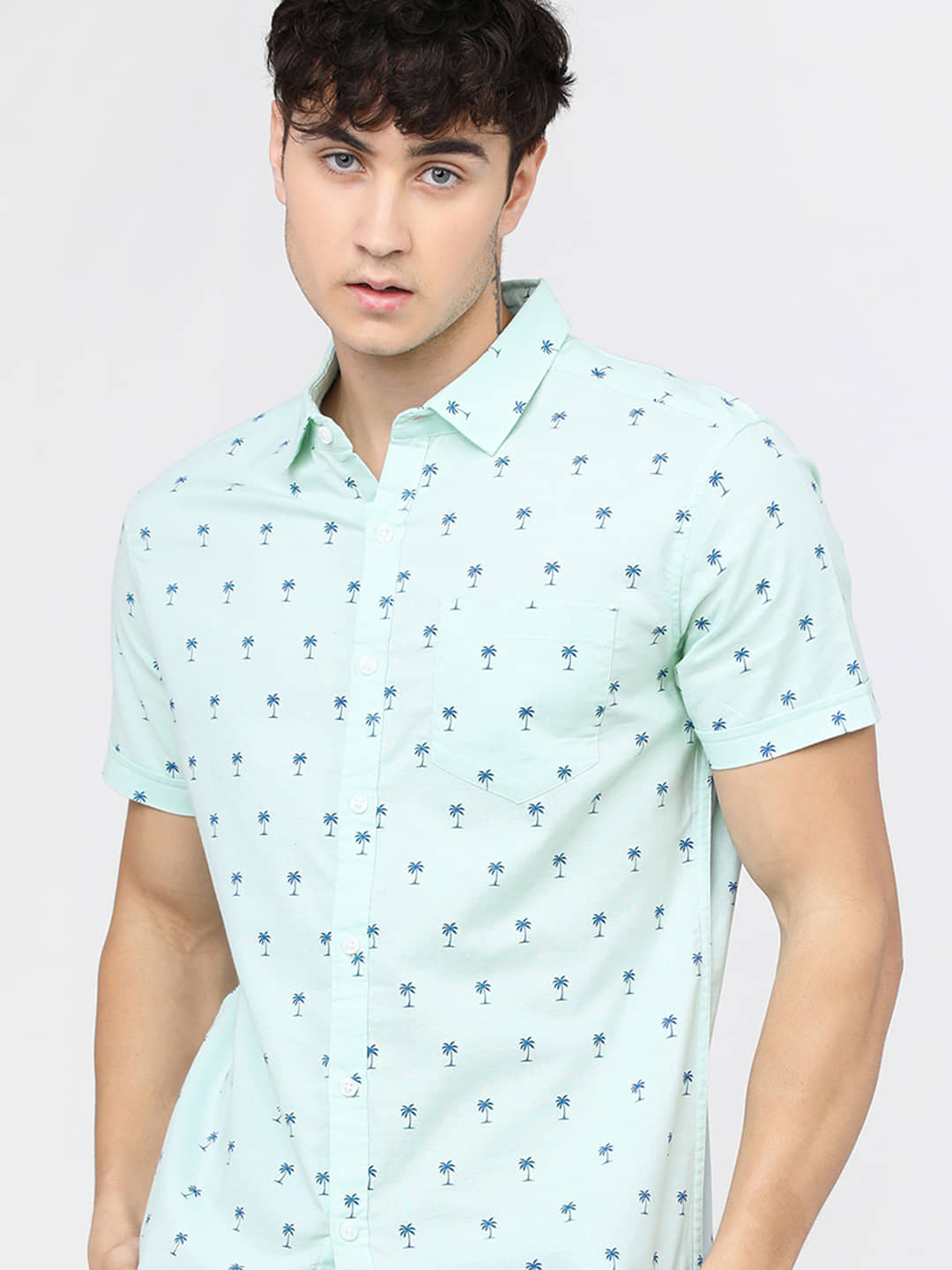 Ketch 100% Cotton Slim Fit Printed Half Sleeves Men's Casual Shirt - Blue ( Pack of 1 )