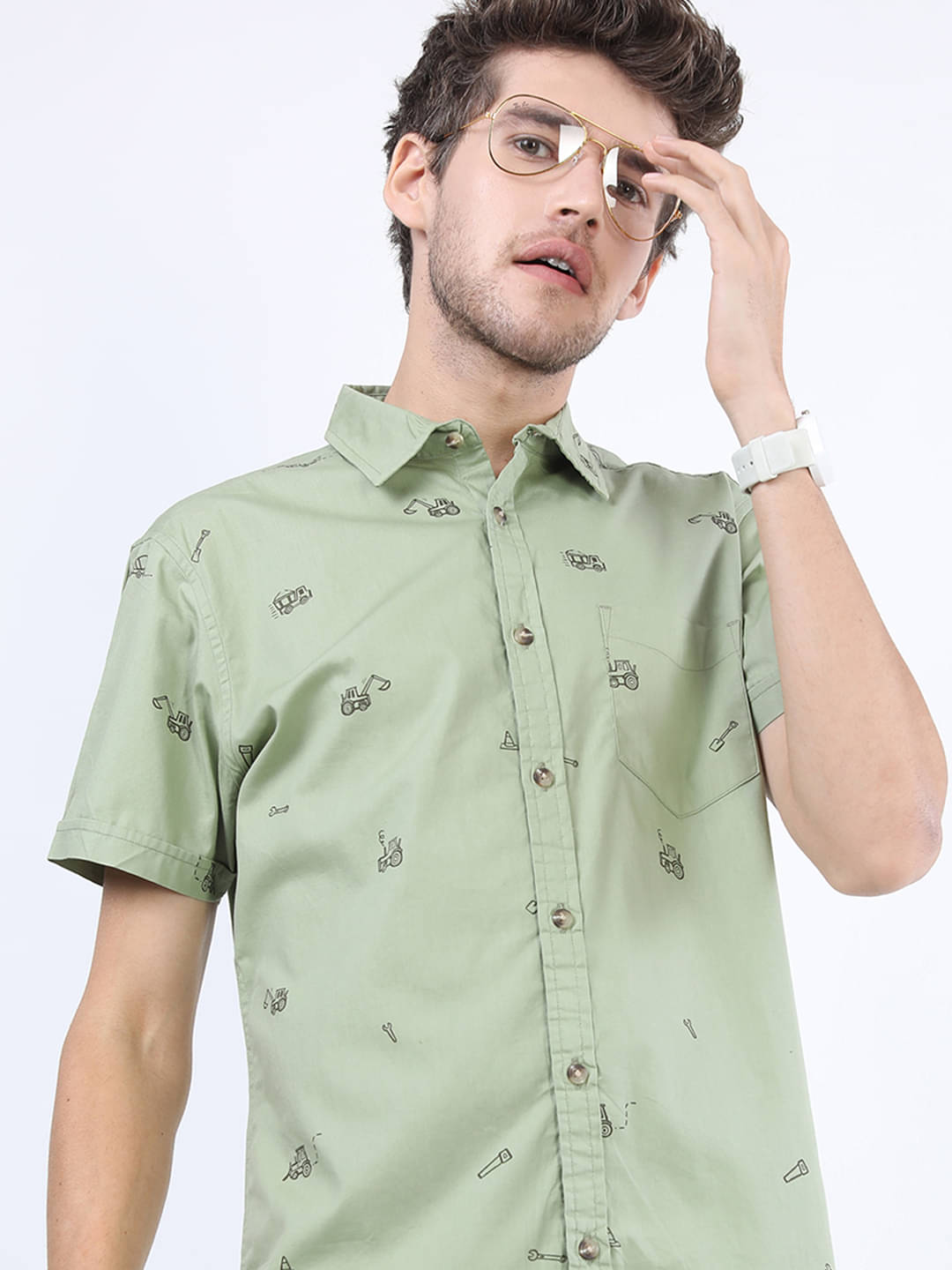 Ketch 100% Cotton Slim Fit Printed Half Sleeves Men's Casual Shirt - Green ( Pack of 1 ) Ketch 100% Cotton Slim Fit Printed Half Sleeves Men's Casual Shirt - Green ( Pack of 1 )