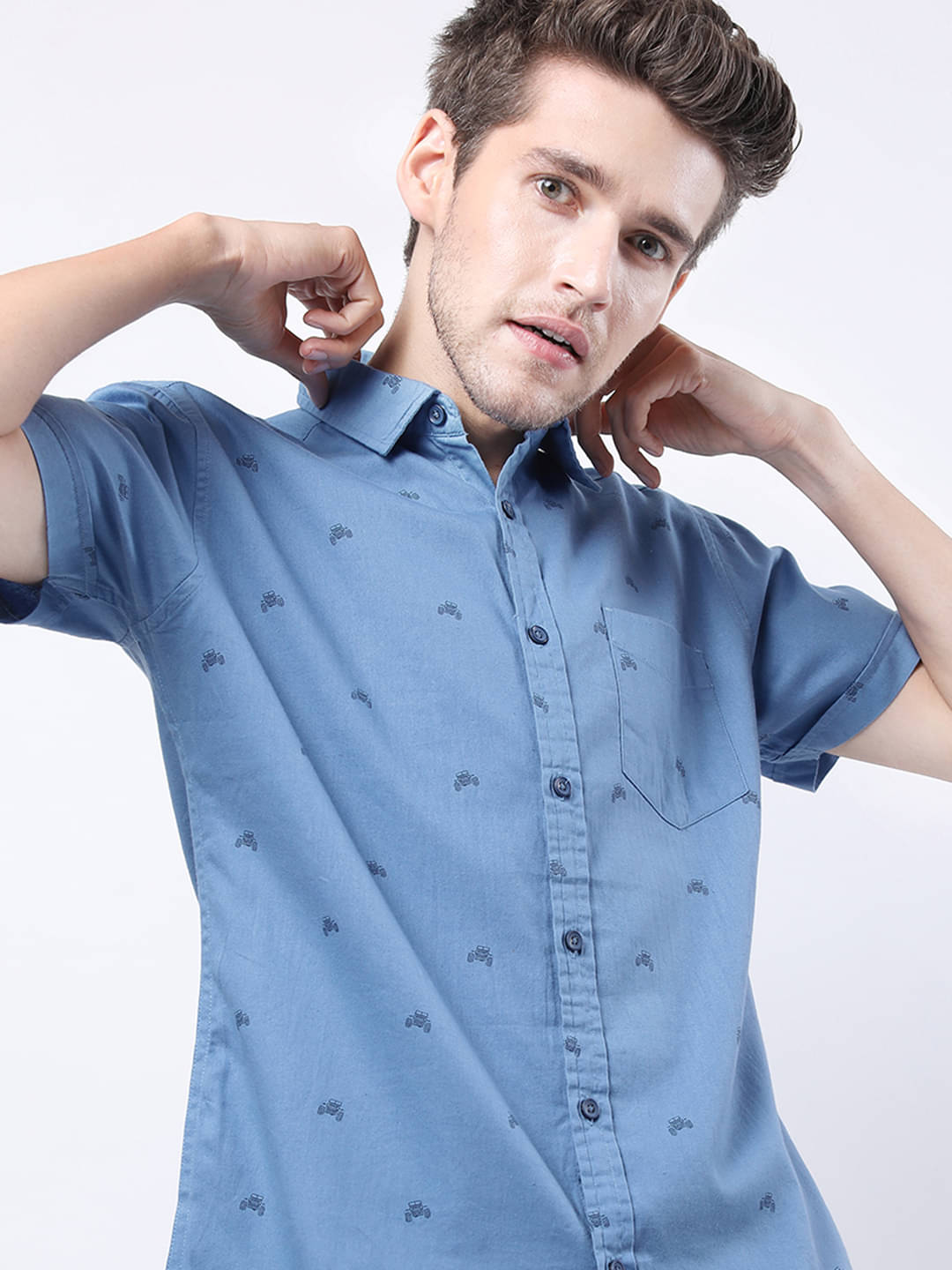 Ketch 100% Cotton Slim Fit Printed Half Sleeves Men's Casual Shirt - Blue ( Pack of 1 )     			Ketch 100% Cotton Slim Fit Printed Half Sleeves Men's Casual Shirt - Blue ( Pack of 1 )