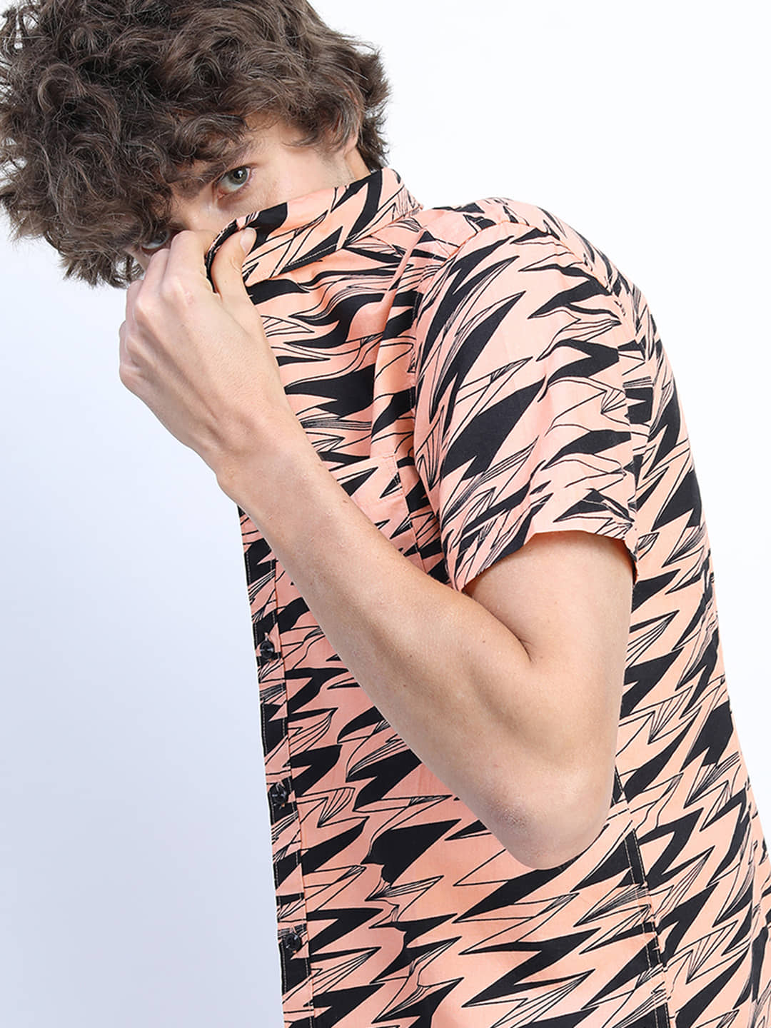 Ketch 100% Cotton Slim Fit Printed Half Sleeves Men's Casual Shirt - Pink ( Pack of 1 )