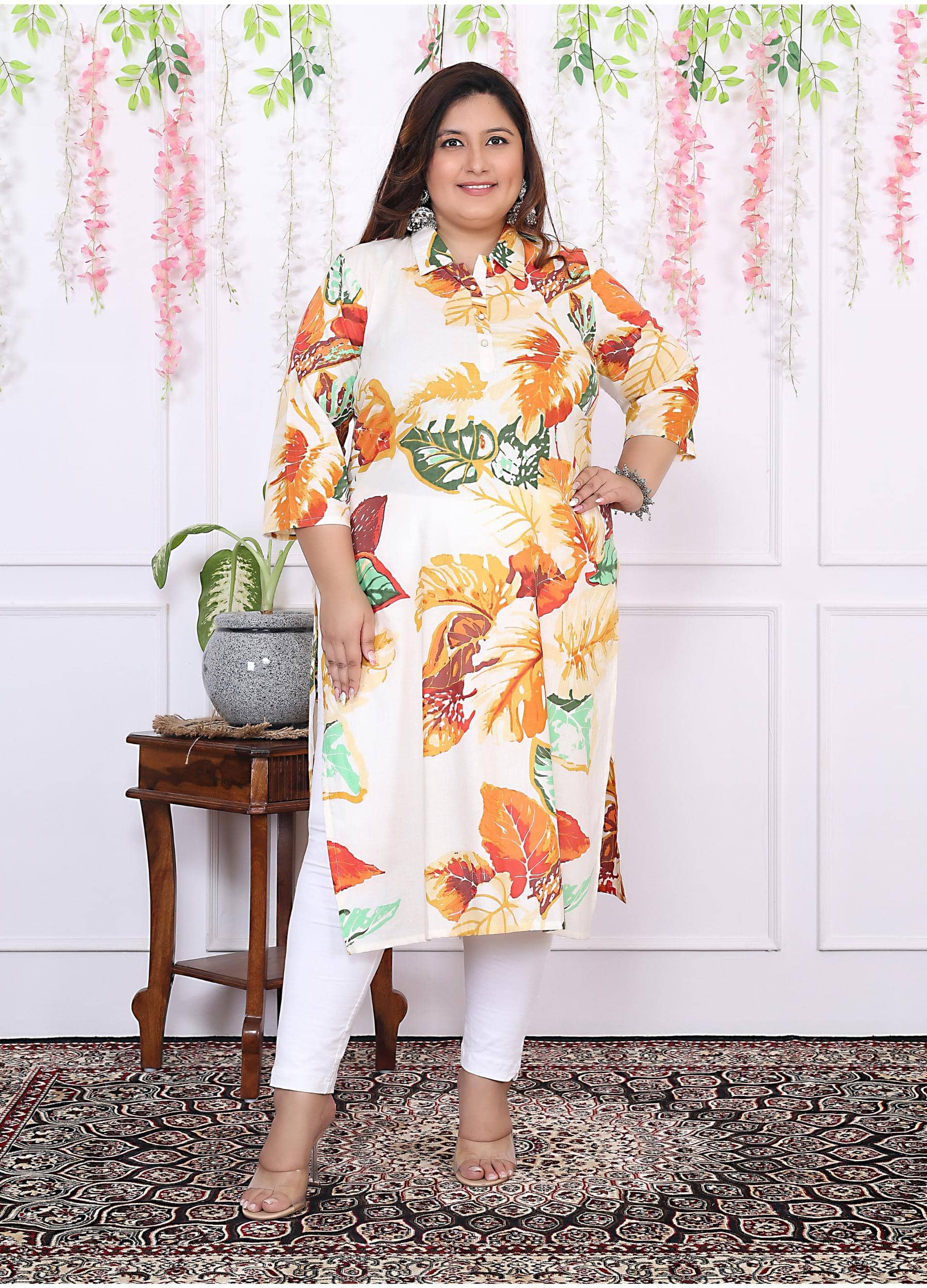 Label Flavia Women Cotton Printed Straight Kurti ( Multicolor )