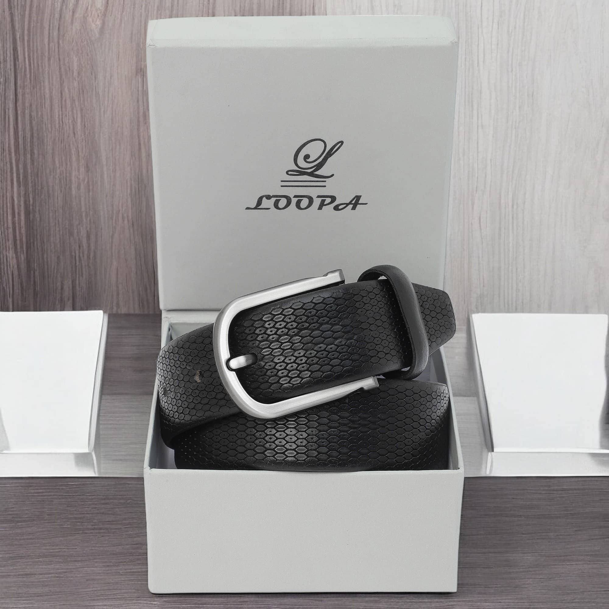 Loopa - Black 100% Leather Men's Formal Belt ( Pack of 1 )