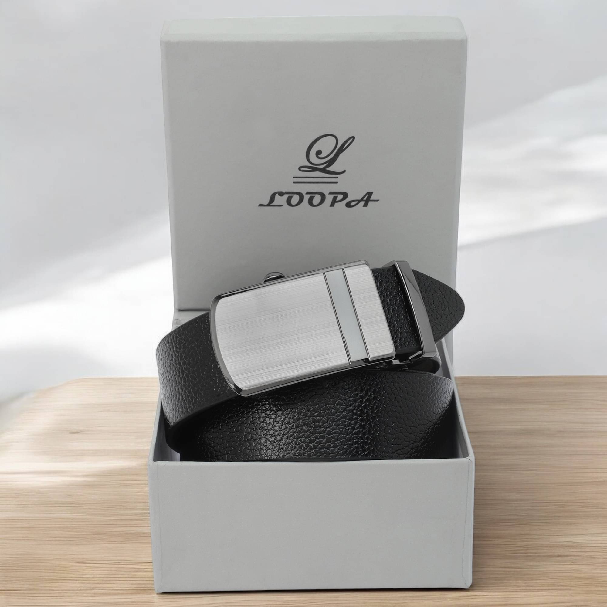     			Loopa - Black 100% Leather Men's Formal Belt ( Pack of 1 )