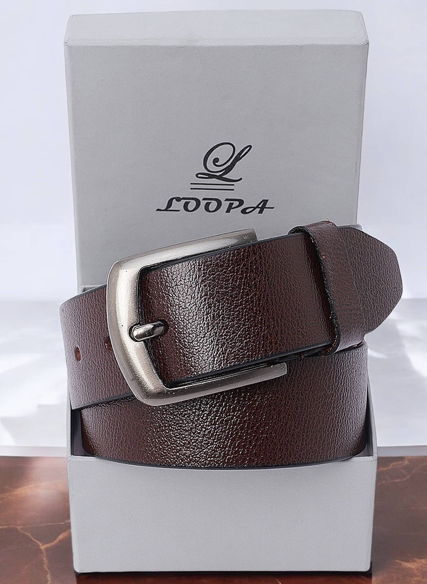 Loopa - Brown 100% Leather Men's Formal Belt ( Pack of 1 )