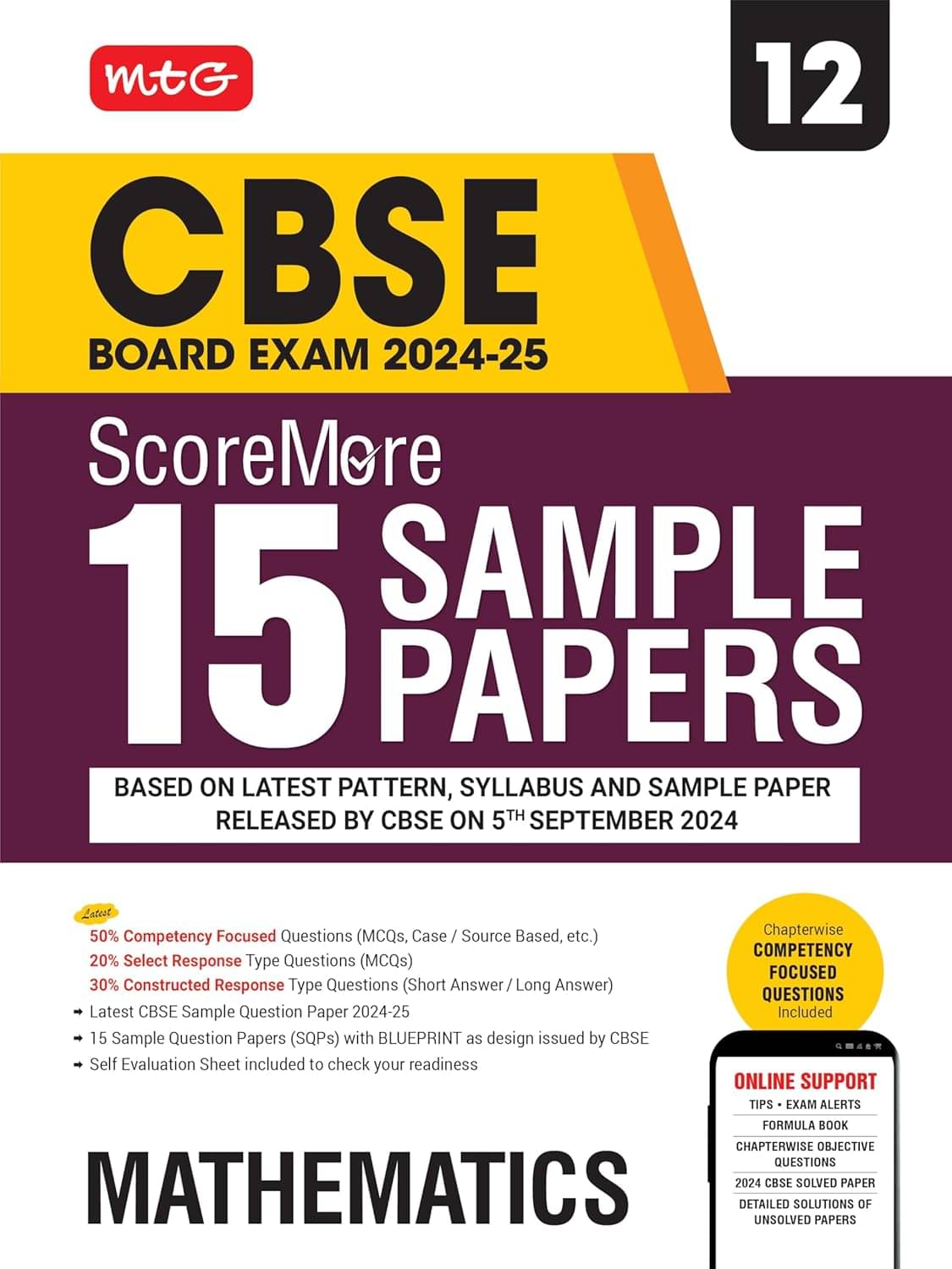     			MTG CBSE Class 12 ScoreMore 15 Sample Papers Mathematics Book For 2025 Board Exam | Detailed Solutions of Each Chapter | Based on Latest CBSE