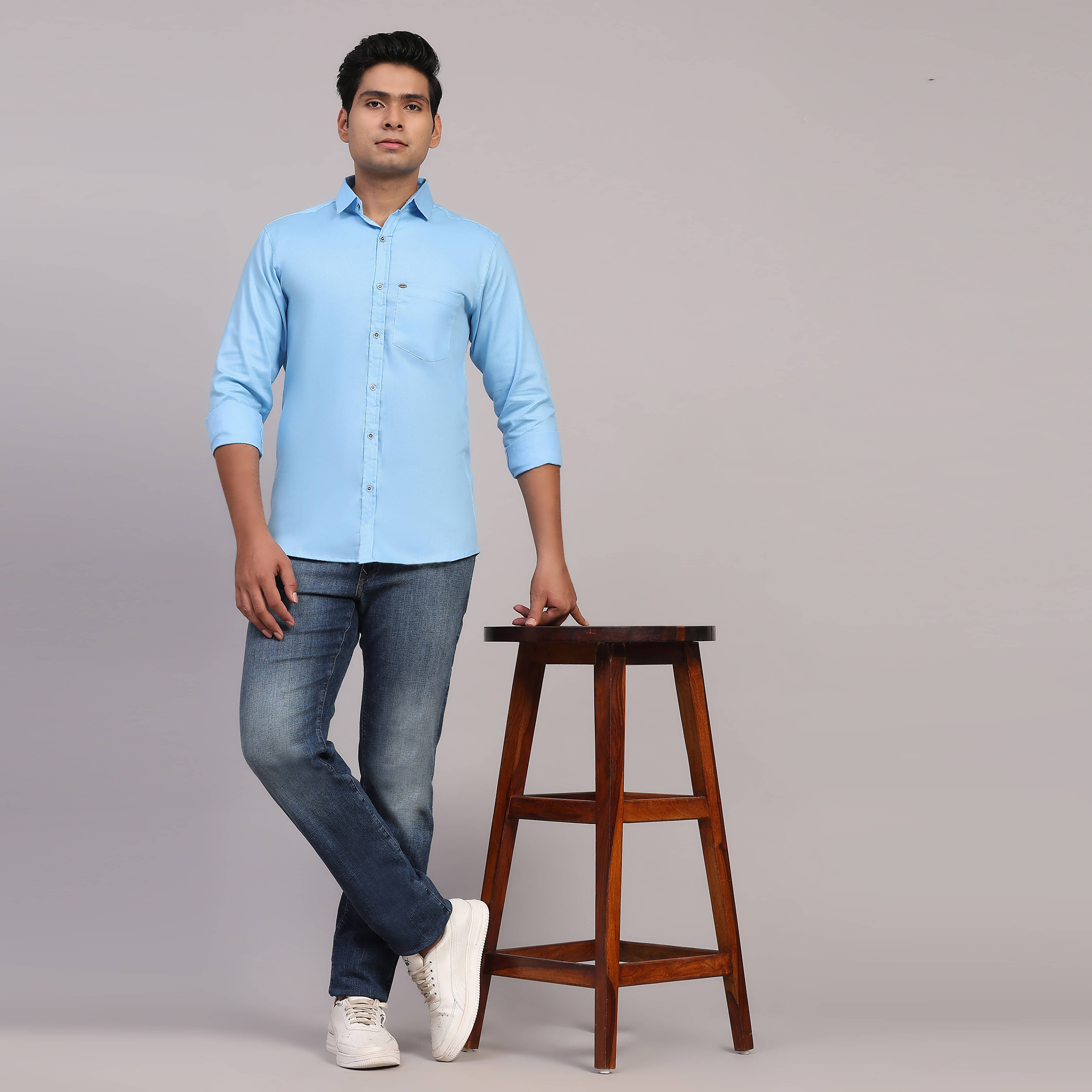NOWT Cotton Blend Regular Fit Solids Full Sleeves Men's Casual Shirt - Light Blue ( Pack of 1 ) NOWT Cotton Blend Regular Fit Solids Full Sleeves Men's Casual Shirt - Light Blue ( Pack of 1 )
