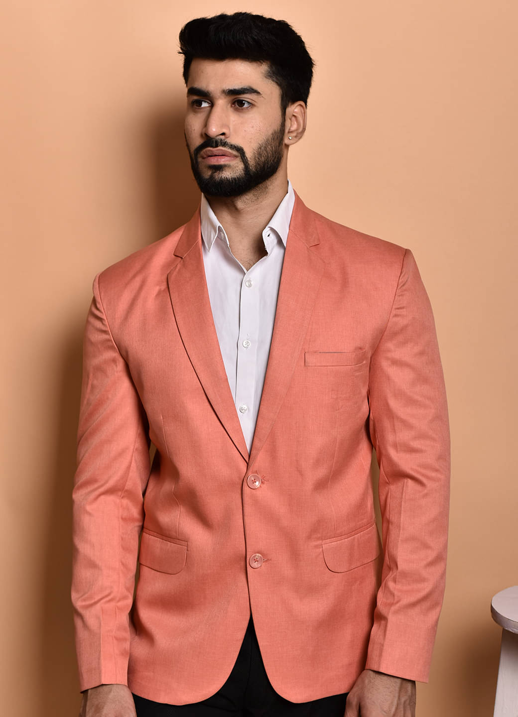     			PRINTCULTR Cotton Blend Men's Blazer - Peach ( Pack of 1 )