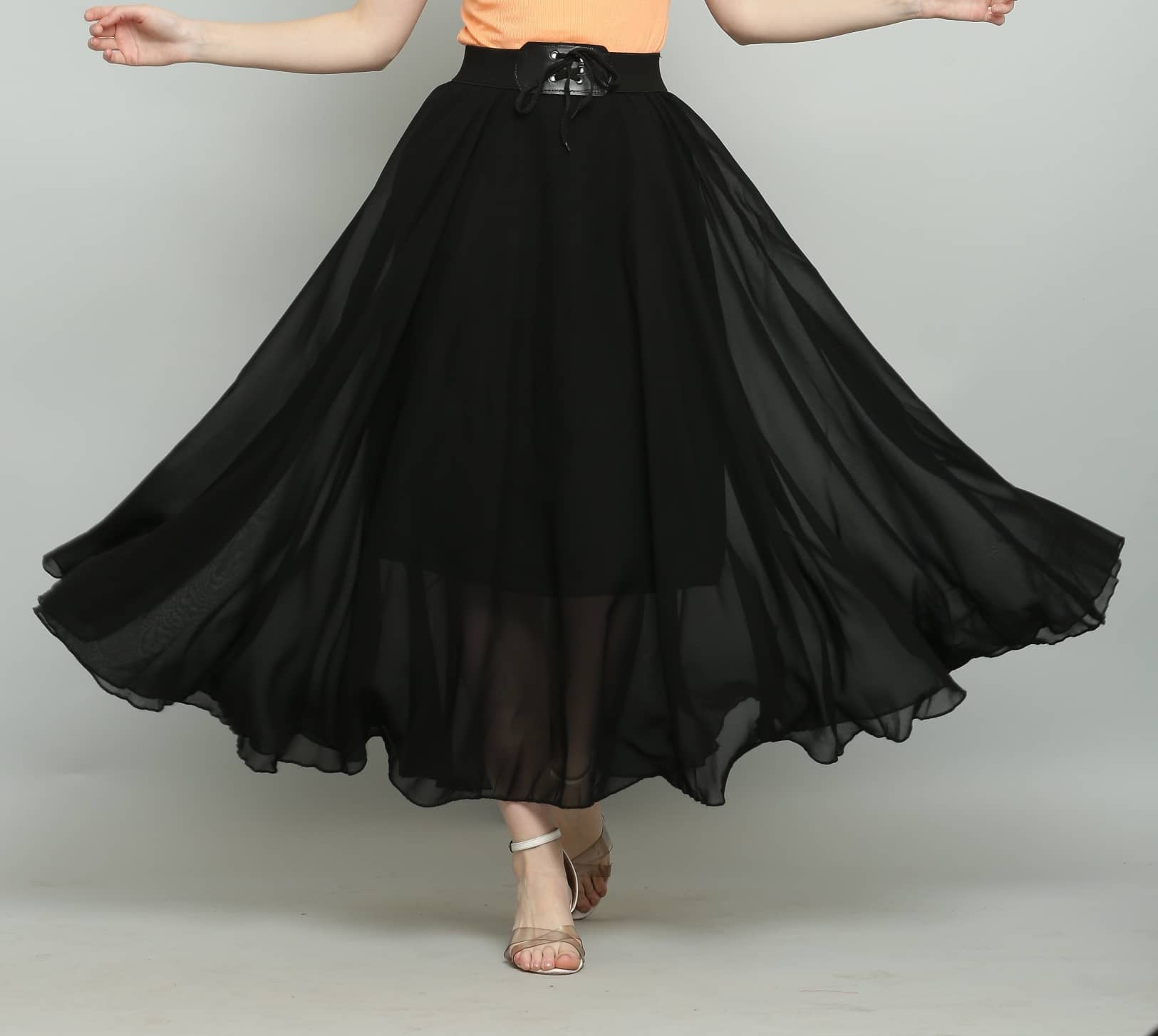 RC NEOEN Black Georgette Women's Flared Skirt ( Pack of 1 )