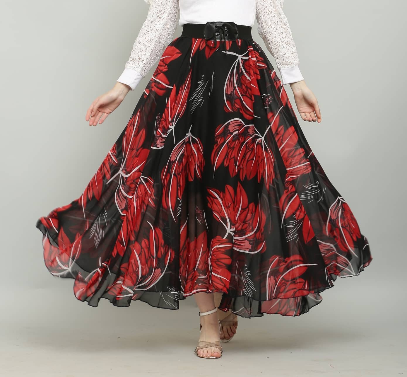 RC NEOEN Red Georgette Women's Flared Skirt ( Pack of 1 )