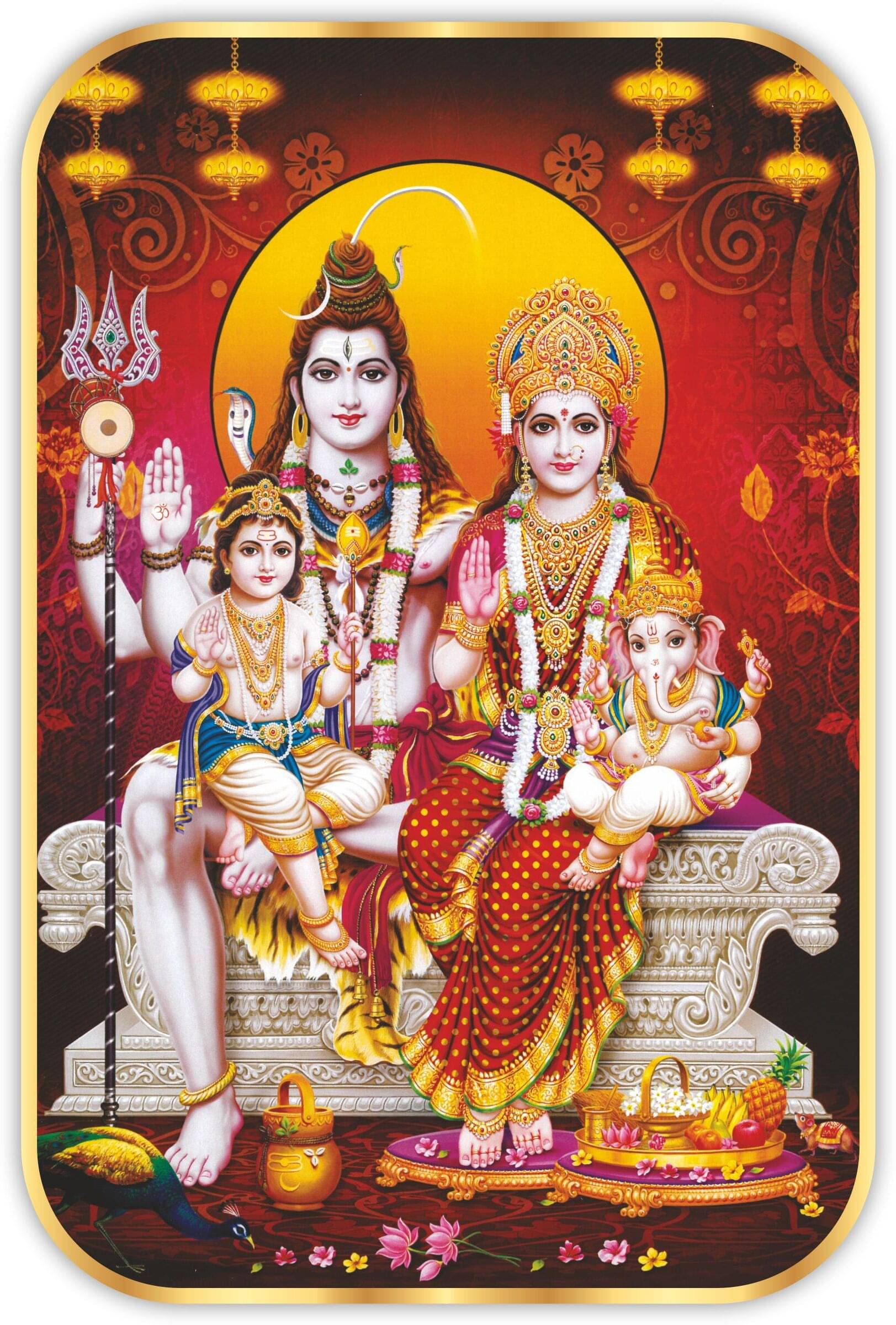     			Saf Shiv Parivar Religious Painting With Frame