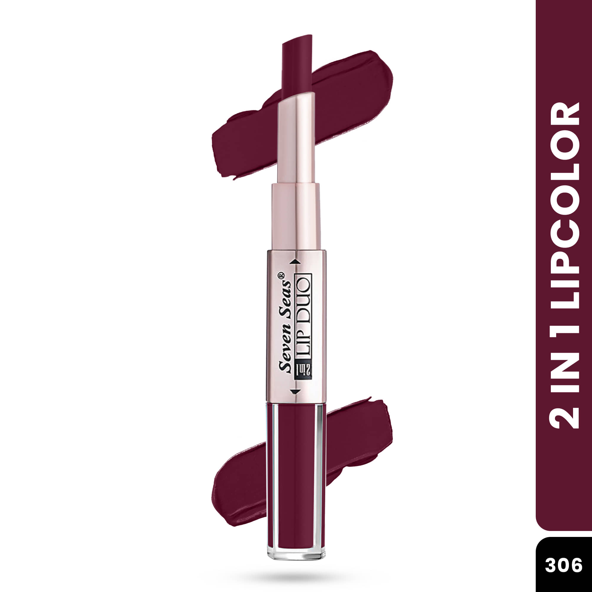 Seven Seas 2in1 Full Coverage Comfortable Lipstick + Liquid Lipstick (Plum)