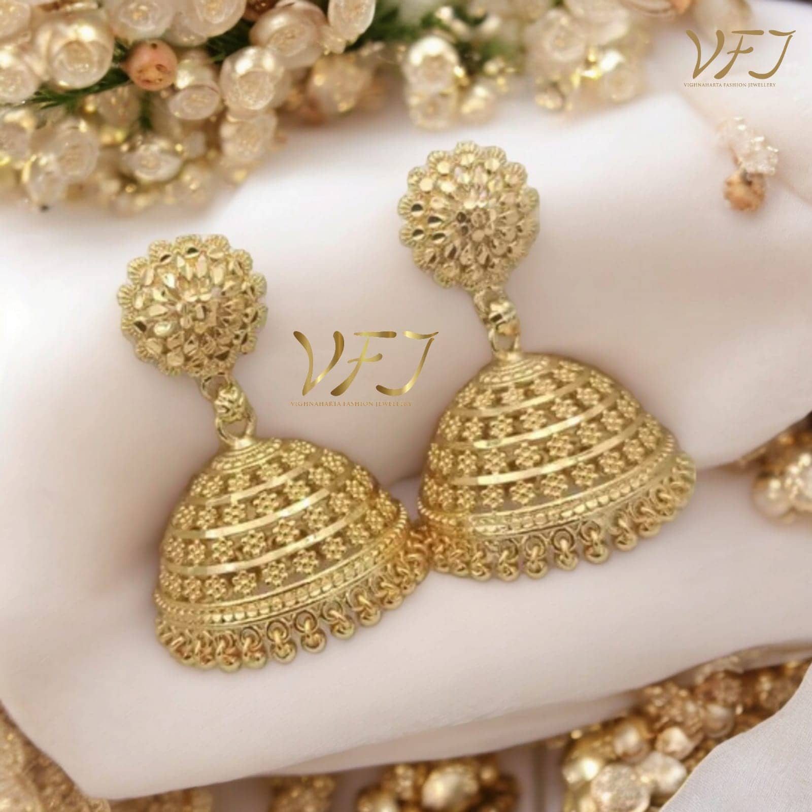 Vighnaharta Gold Jhumki Earrings ( Pack of 1 ) - Earrings | Buy online on ZillyBuy