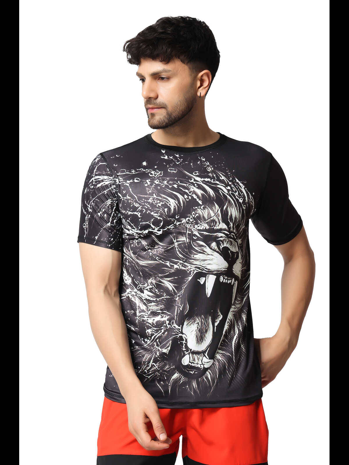 YELOW TREE Polyester Regular Fit Printed Half Sleeves Men's Round T-Shirt - Black ( Pack of 1 ) YELOW TREE Polyester Regular Fit Printed Half Sleeves Men's Round T-Shirt - Black ( Pack of 1 )