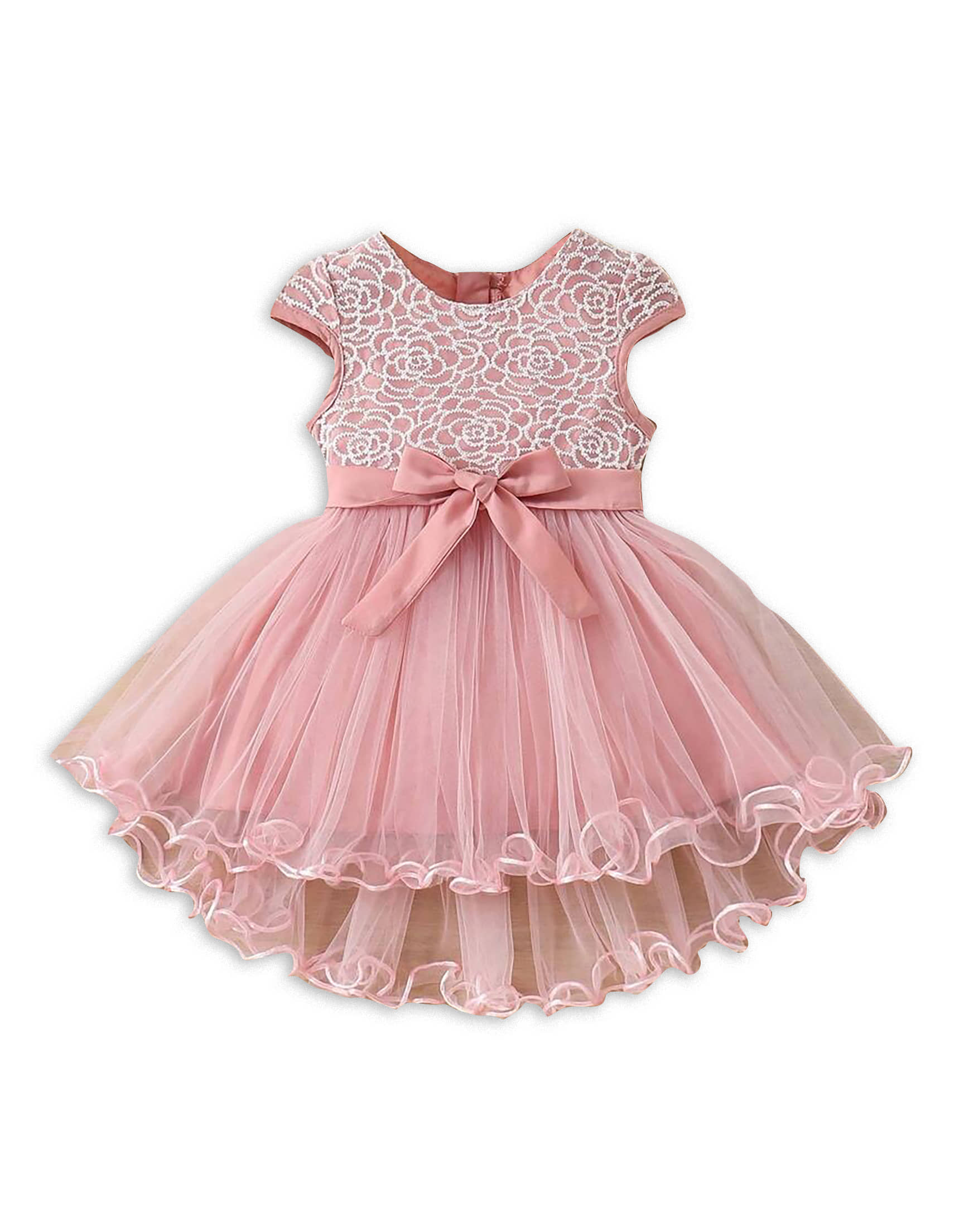 pamberston Lycra Fit And Flare Dress For Girls ( Pack of 1 , Pink )