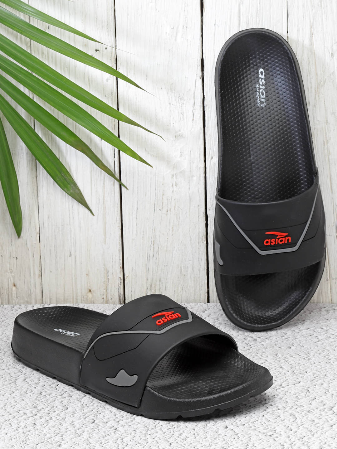     			ASIAN Black Men's Slide Flip Flop