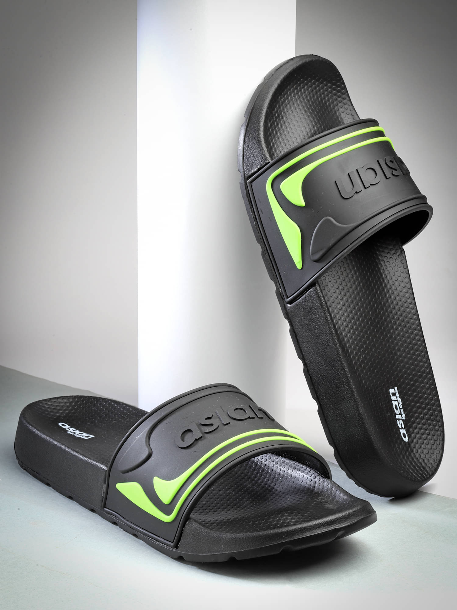     			ASIAN Black Men's Slide Flip Flop