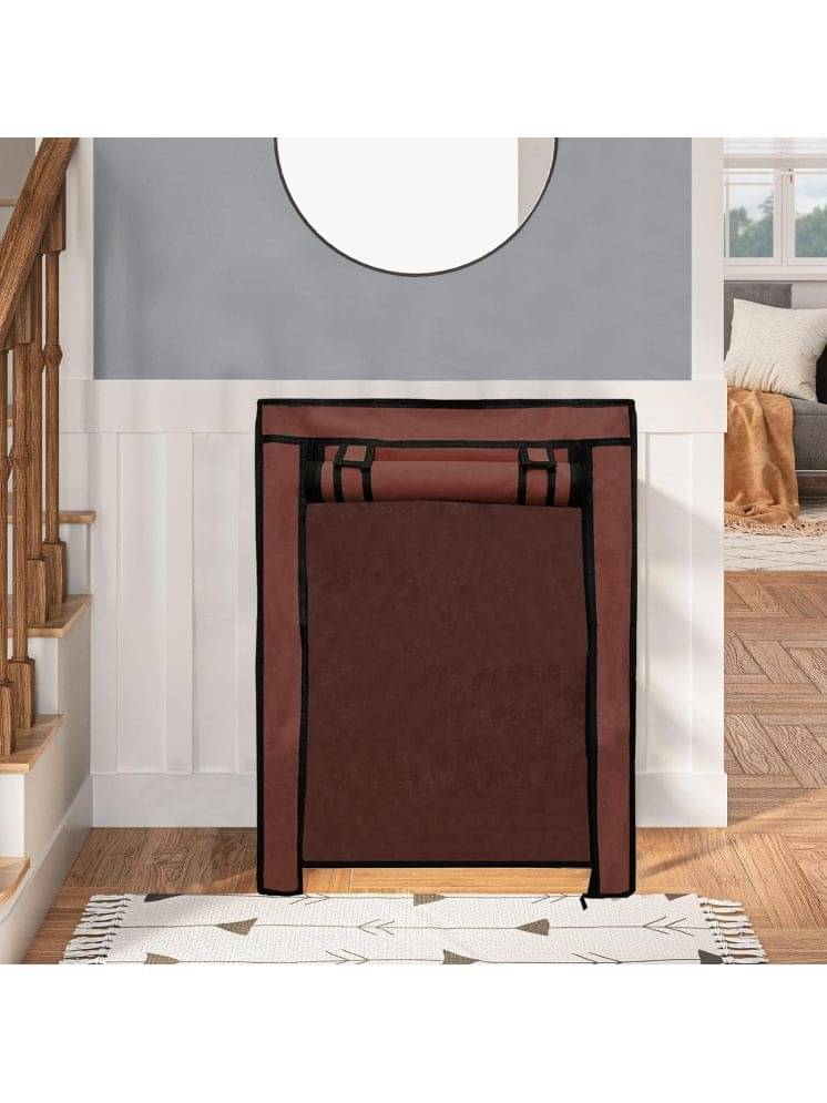     			BHIMADA 4 Layer Shoe Rack Cover Portable Foldable Shoe Stand Non Woven Zipper Fabric Cover (Brown)