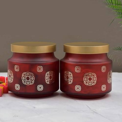     			CROCO JAR Glass Red Food Container ( Set of 2 )