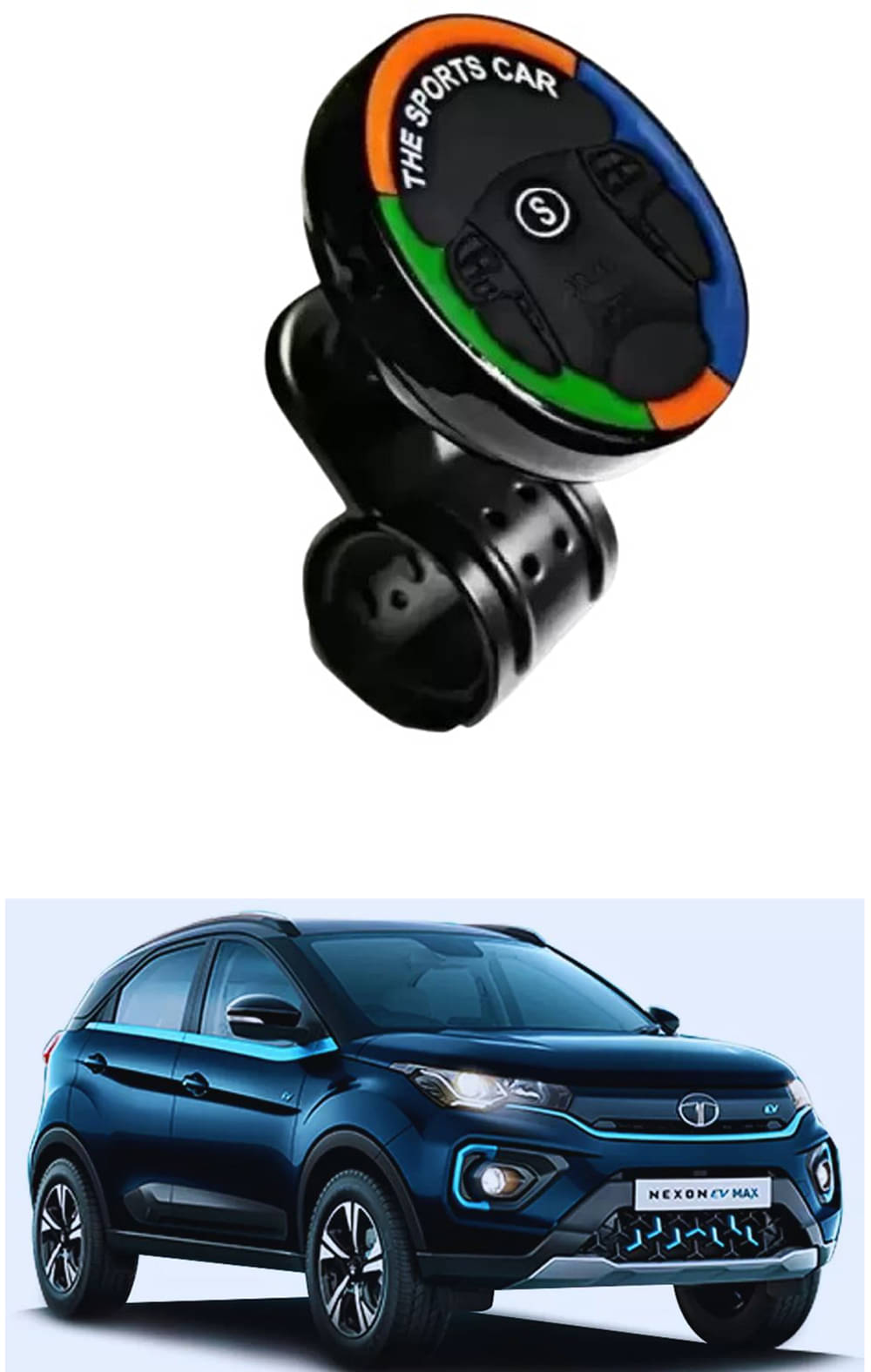     			Car Sports Steering Knob (Multicolor) For Tata Nexon EV