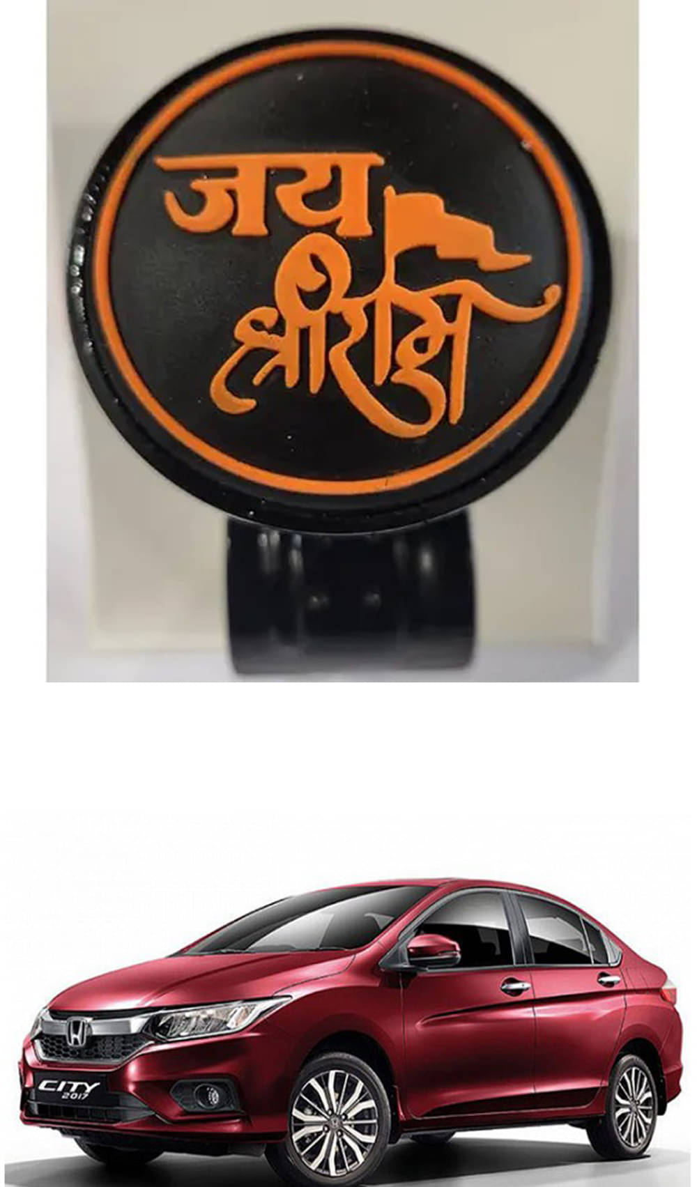 Car Steering Knob (JAI SHRI RAM) For Honda City i-Vtec     			Car Steering Knob (JAI SHRI RAM) For Honda City i-Vtec