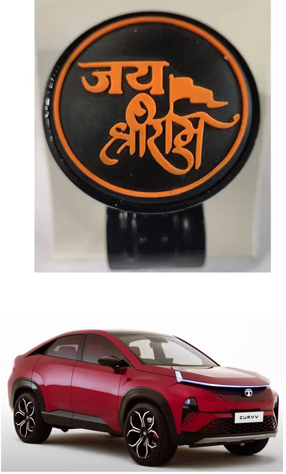 Car Steering Knob (JAI SHRI RAM) For Tata Curvv Car Steering Knob (JAI SHRI RAM) For Tata Curvv