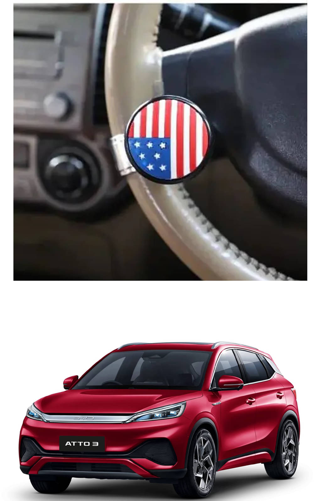 Car USA Flag Knob (Pack Of 1) For BYD ATTO 3 Car USA Flag Knob (Pack Of 1) For BYD ATTO 3