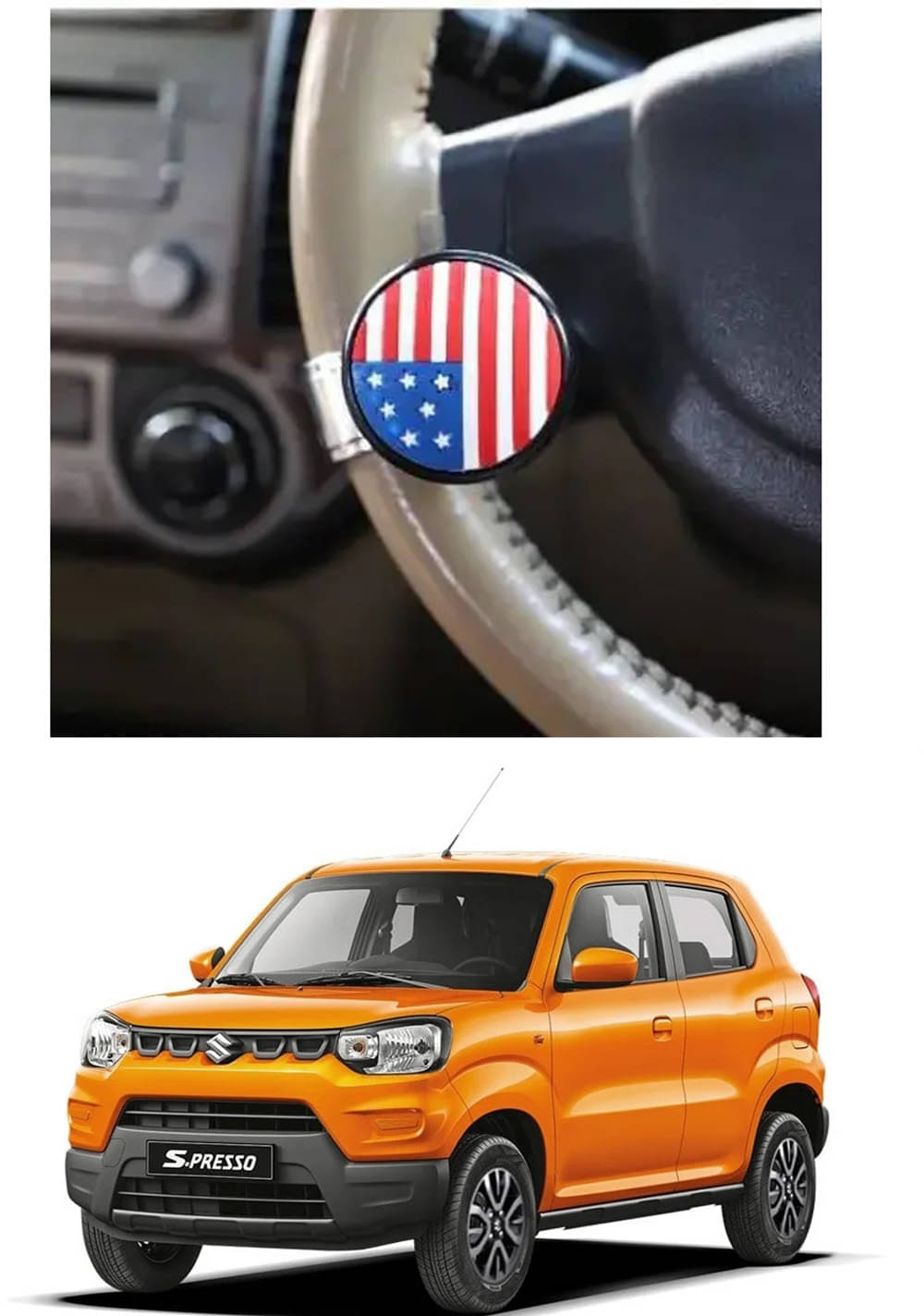 Car USA Flag Knob (Pack Of 1) For Maruti Suzuki S-Presso     			Car USA Flag Knob (Pack Of 1) For Maruti Suzuki S-Presso