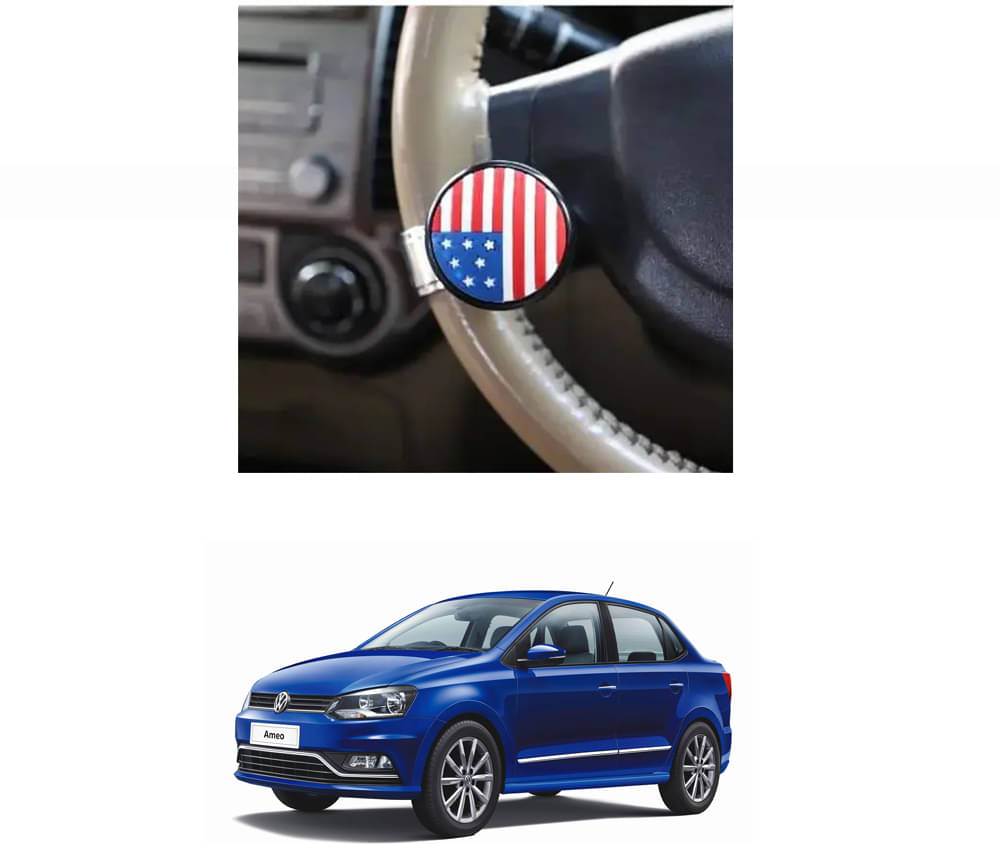 Car USA Flag Knob (Pack Of 1) For Volkswagen Ameo Car USA Flag Knob (Pack Of 1) For Volkswagen Ameo
