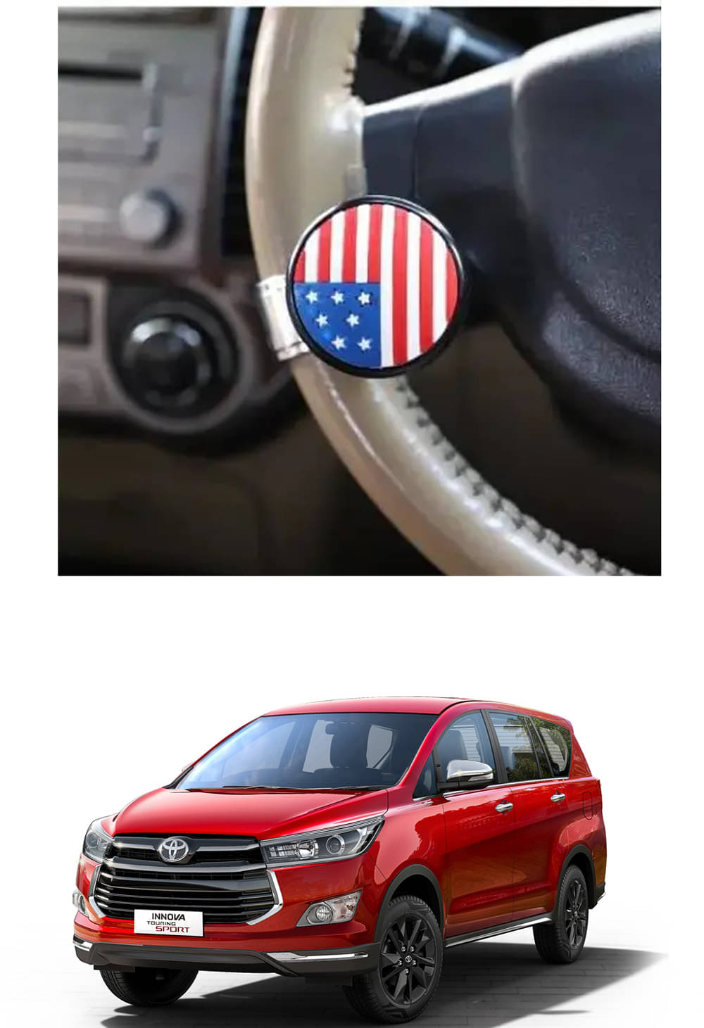 Car USA Flag Knob (Pack Of 1) For Toyota Innova     			Car USA Flag Knob (Pack Of 1) For Toyota Innova
