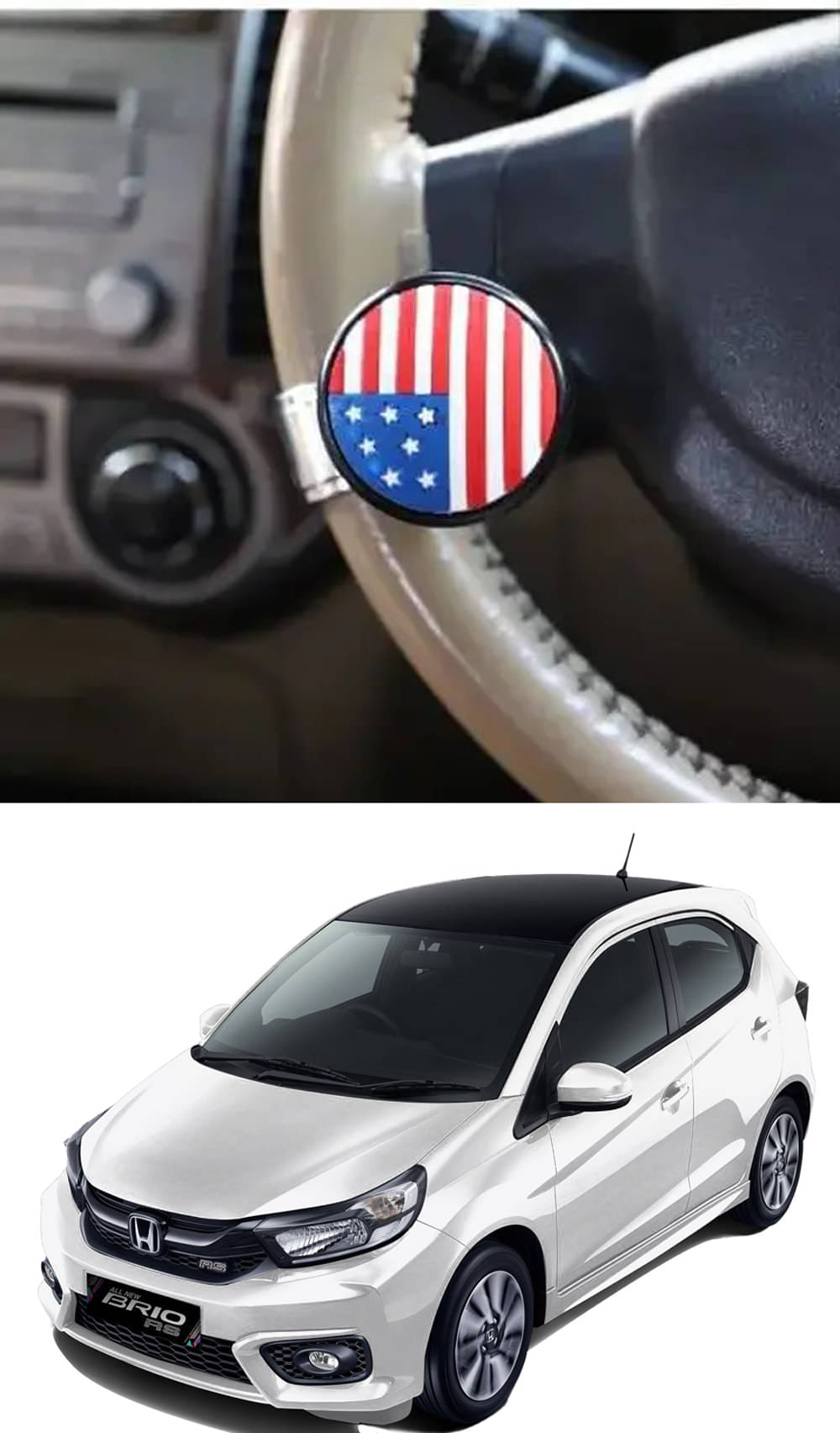     			Car USA Flag Knob (Pack Of 1) For Honda Brio