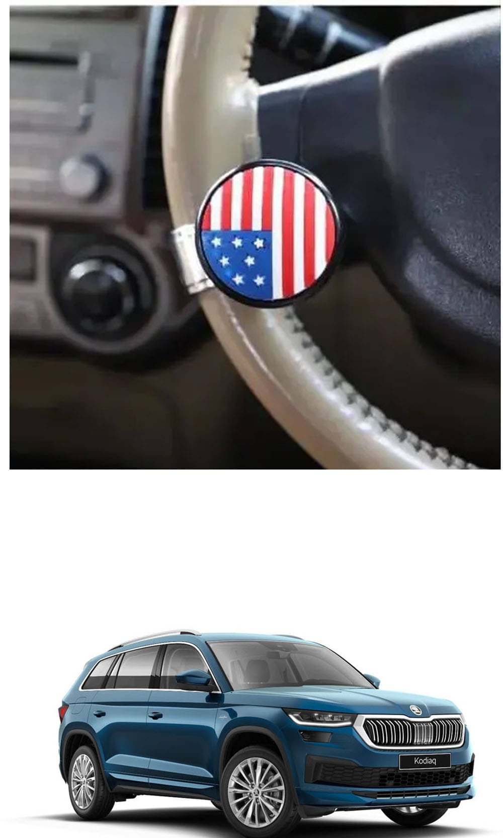 Car USA Flag Knob (Pack Of 1) For Skoda Kodiaq     			Car USA Flag Knob (Pack Of 1) For Skoda Kodiaq