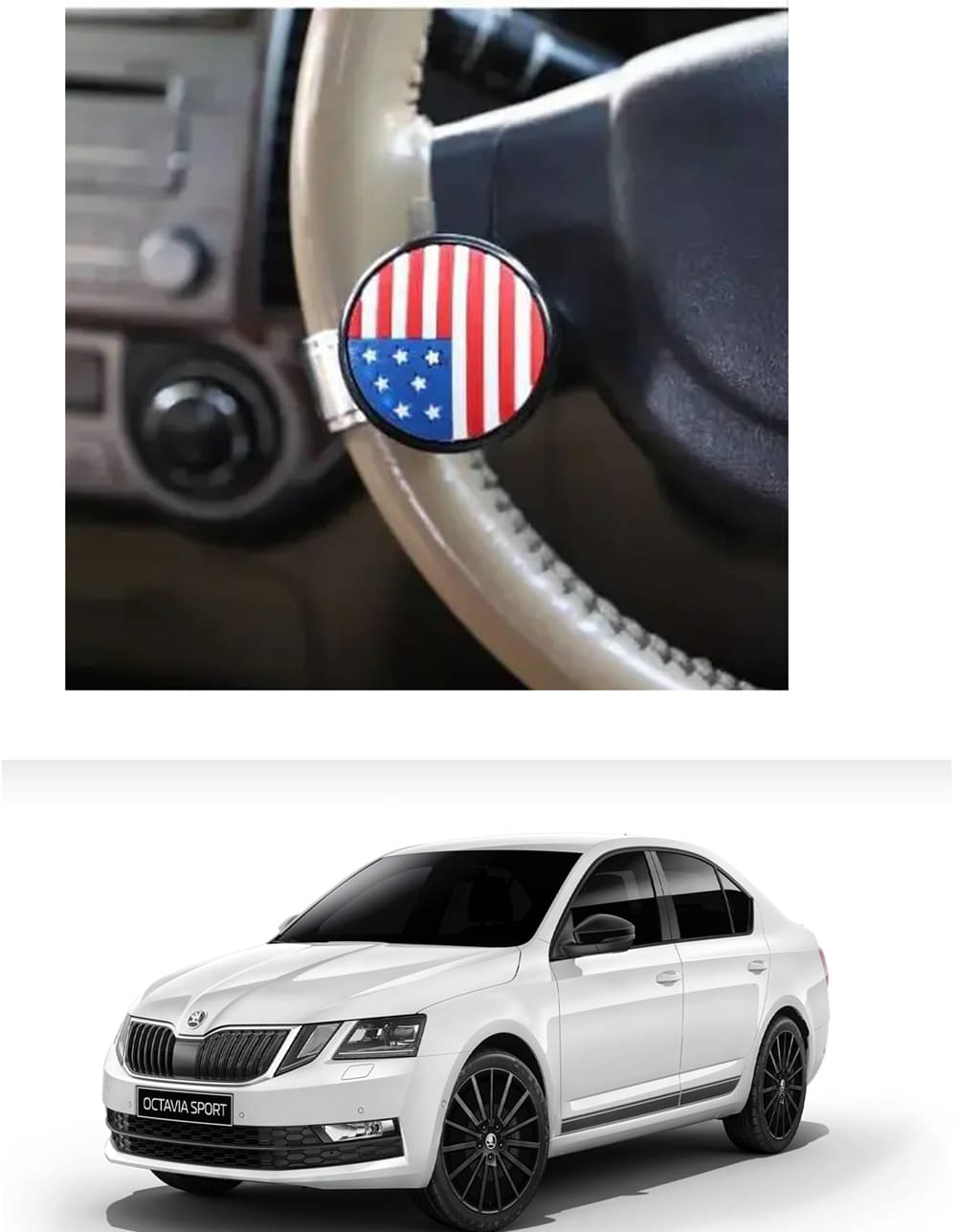 Car USA Flag Knob (Pack Of 1) For Skoda Octavia Car USA Flag Knob (Pack Of 1) For Skoda Octavia