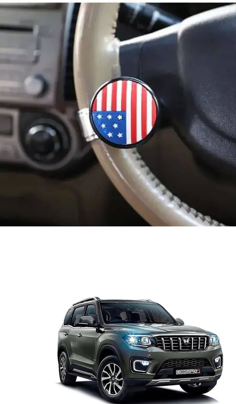 Car USA Flag Knob (Pack Of 1) For Maruti Suzuki Scorpio-N Car USA Flag Knob (Pack Of 1) For Maruti Suzuki Scorpio-N