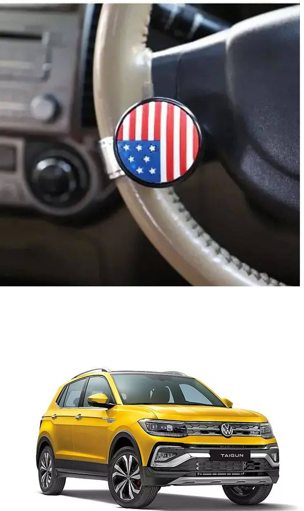 Car USA Flag Knob (Pack Of 1) For Volkswagen Taigun Car USA Flag Knob (Pack Of 1) For Volkswagen Taigun