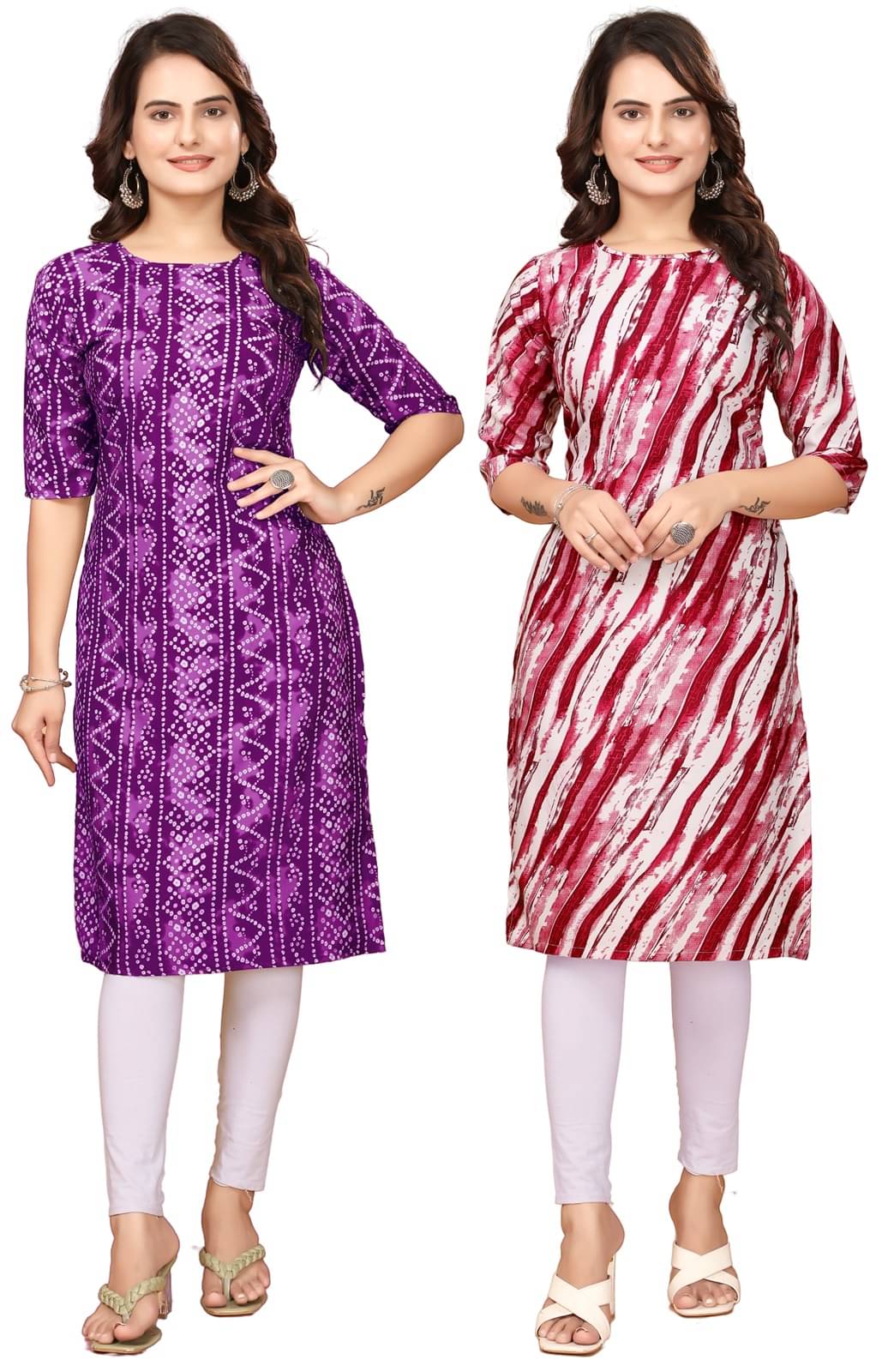 DESIGNER DREAM Crepe Printed Straight Women's Kurti - Purple,Red ( Pack of 2 ) DESIGNER DREAM Crepe Printed Straight Women's Kurti - Purple,Red ( Pack of 2 )