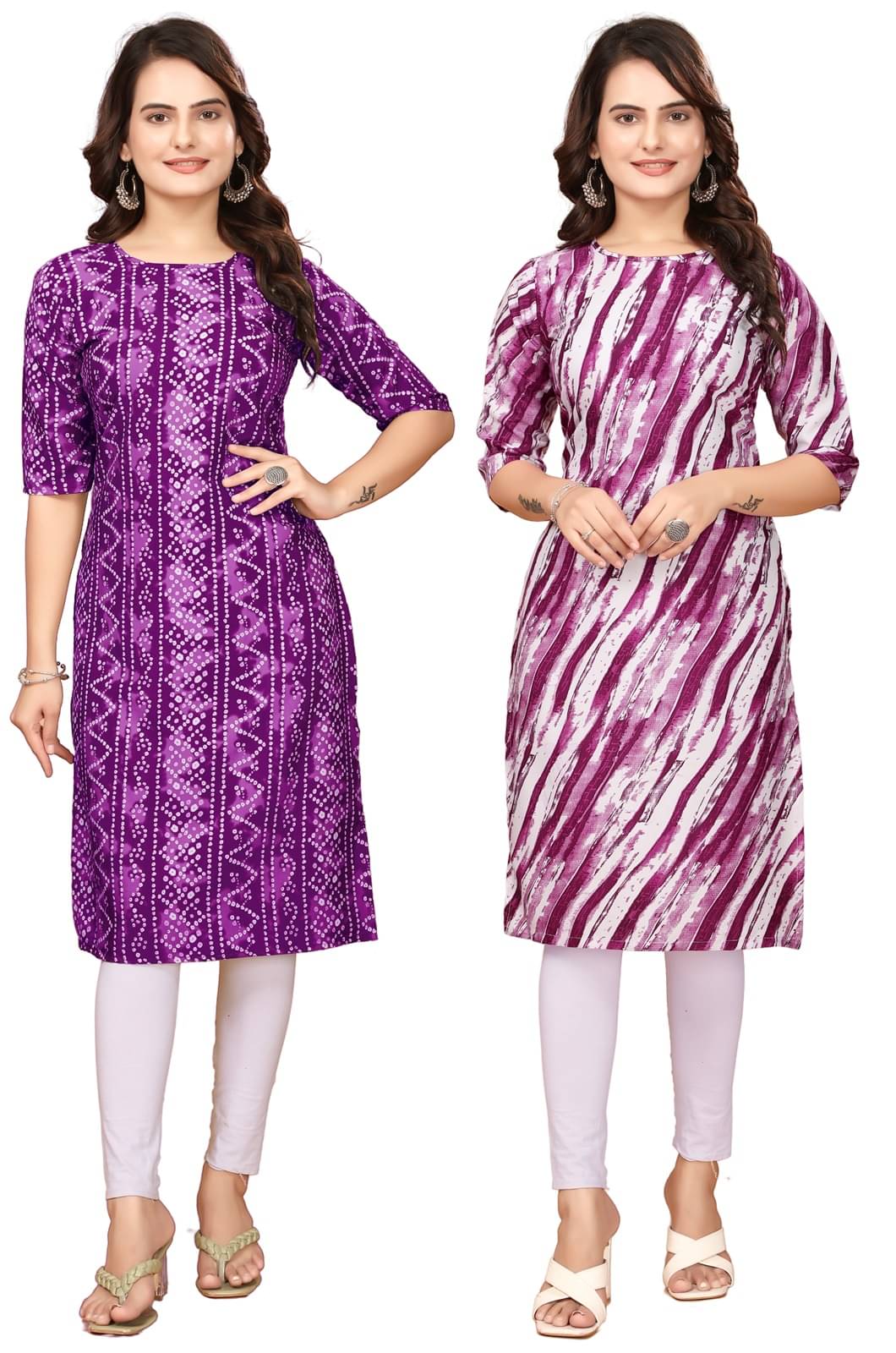     			DESIGNER DREAM Crepe Printed Straight Women's Kurti - Purple,Multicolor ( Pack of 2 )