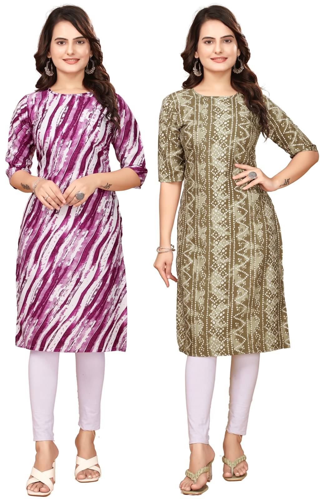     			DESIGNER DREAM Crepe Printed Straight Women's Kurti - Purple,Multicolor ( Pack of 2 )