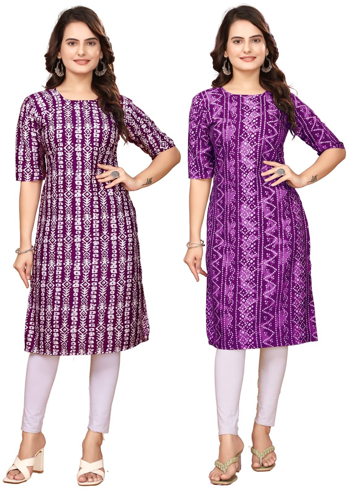 DESIGNER DREAM Crepe Printed Straight Women's Kurti - Maroon,Purple ( Pack of 2 ) DESIGNER DREAM Crepe Printed Straight Women's Kurti - Maroon,Purple ( Pack of 2 )