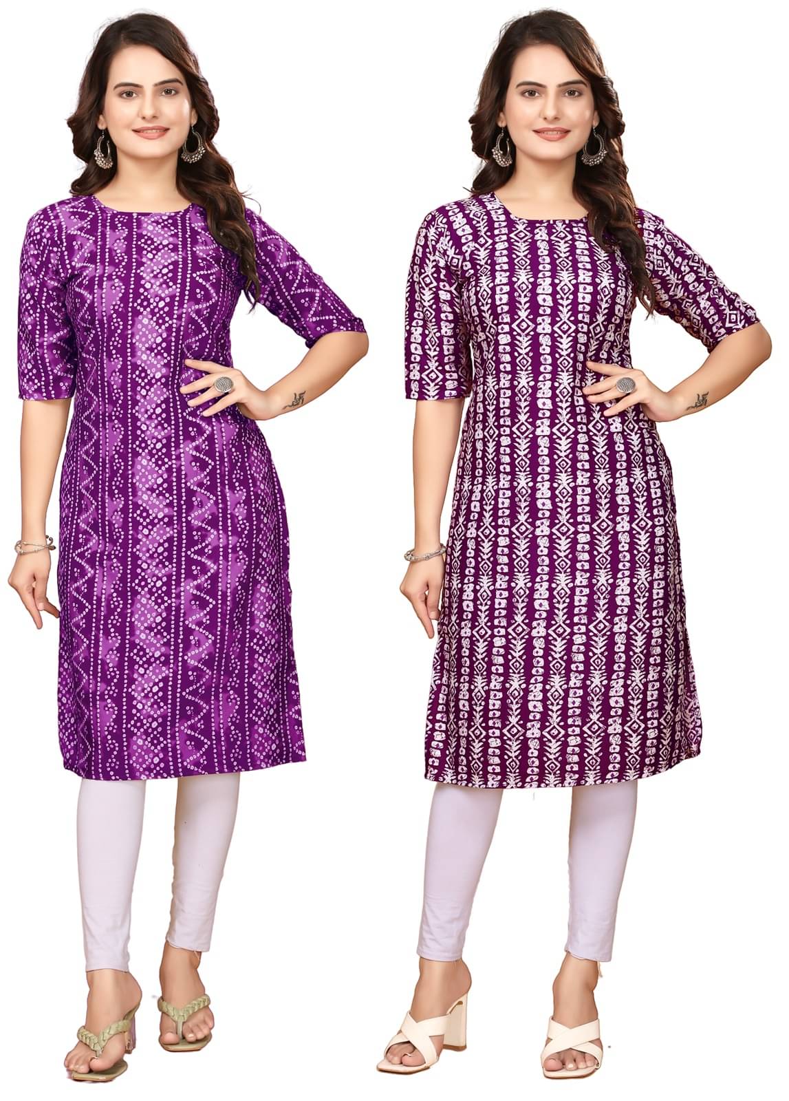    			DESIGNER DREAM Crepe Printed Straight Women's Kurti - Purple,Maroon ( Pack of 2 )