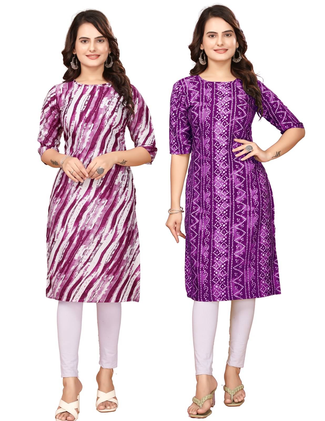 DESIGNER DREAM Crepe Printed Straight Women's Kurti - Navy Blue,Purple ( Pack of 2 ) DESIGNER DREAM Crepe Printed Straight Women's Kurti - Navy Blue,Purple ( Pack of 2 )