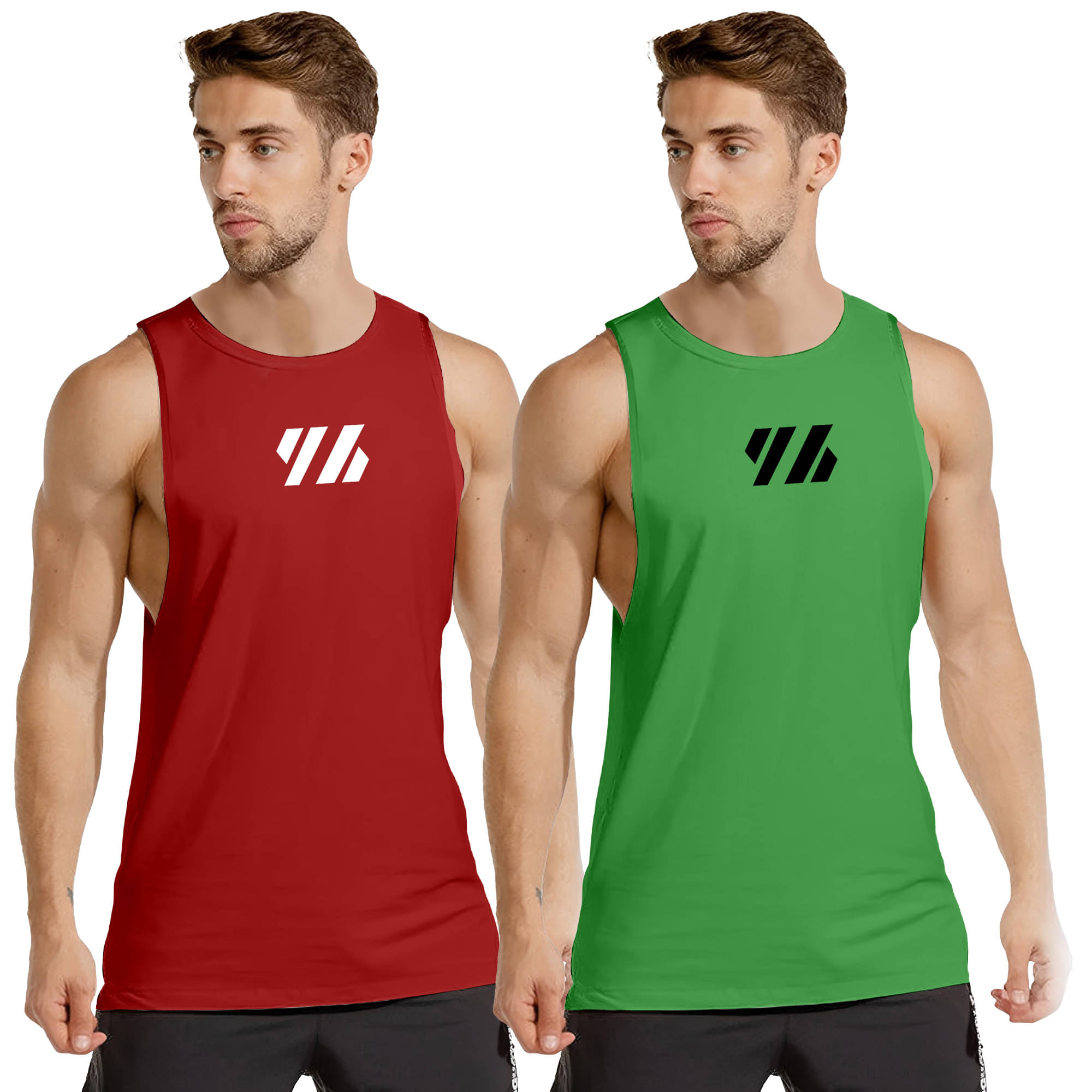 FTX Pack of 2 Lycra Gym Vest For Men ( Dark Green ) FTX Pack of 2 Lycra Gym Vest For Men ( Dark Green )