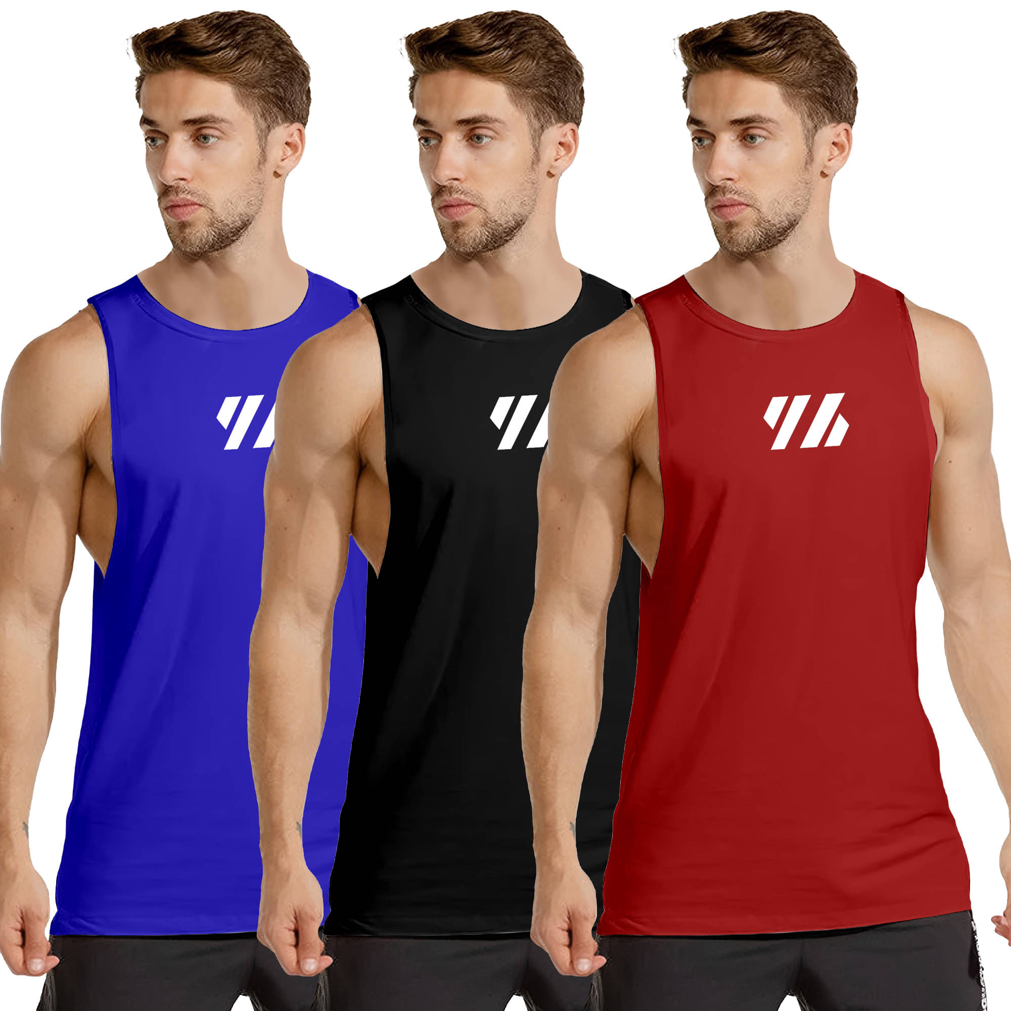 FTX Pack of 3 Polyester Gym Vest For Men ( Blue ) FTX Pack of 3 Polyester Gym Vest For Men ( Blue )