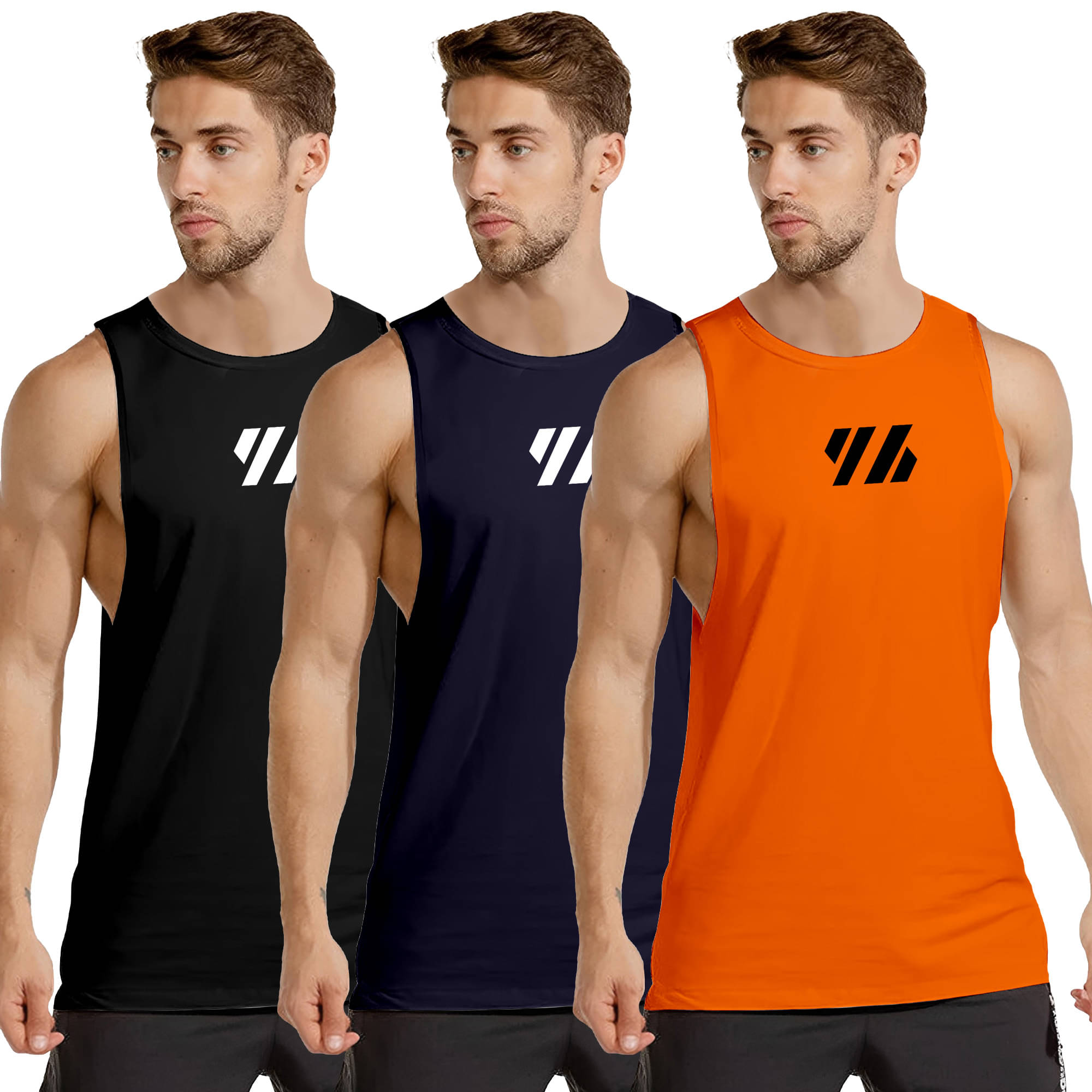 FTX Pack of 3 Polyester Gym Vest For Men ( Orange ) FTX Pack of 3 Polyester Gym Vest For Men ( Orange )
