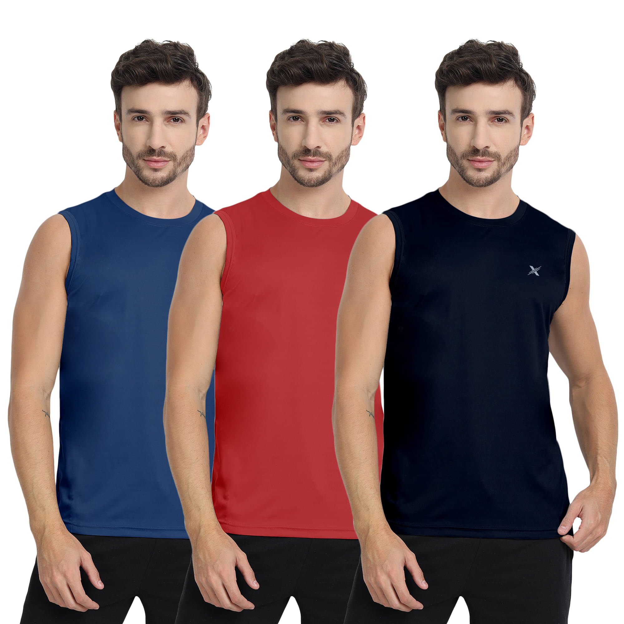 FTX Pack of 3 Polyester Undershirt For Men ( Dark Indigo ) FTX Pack of 3 Polyester Undershirt For Men ( Dark Indigo )