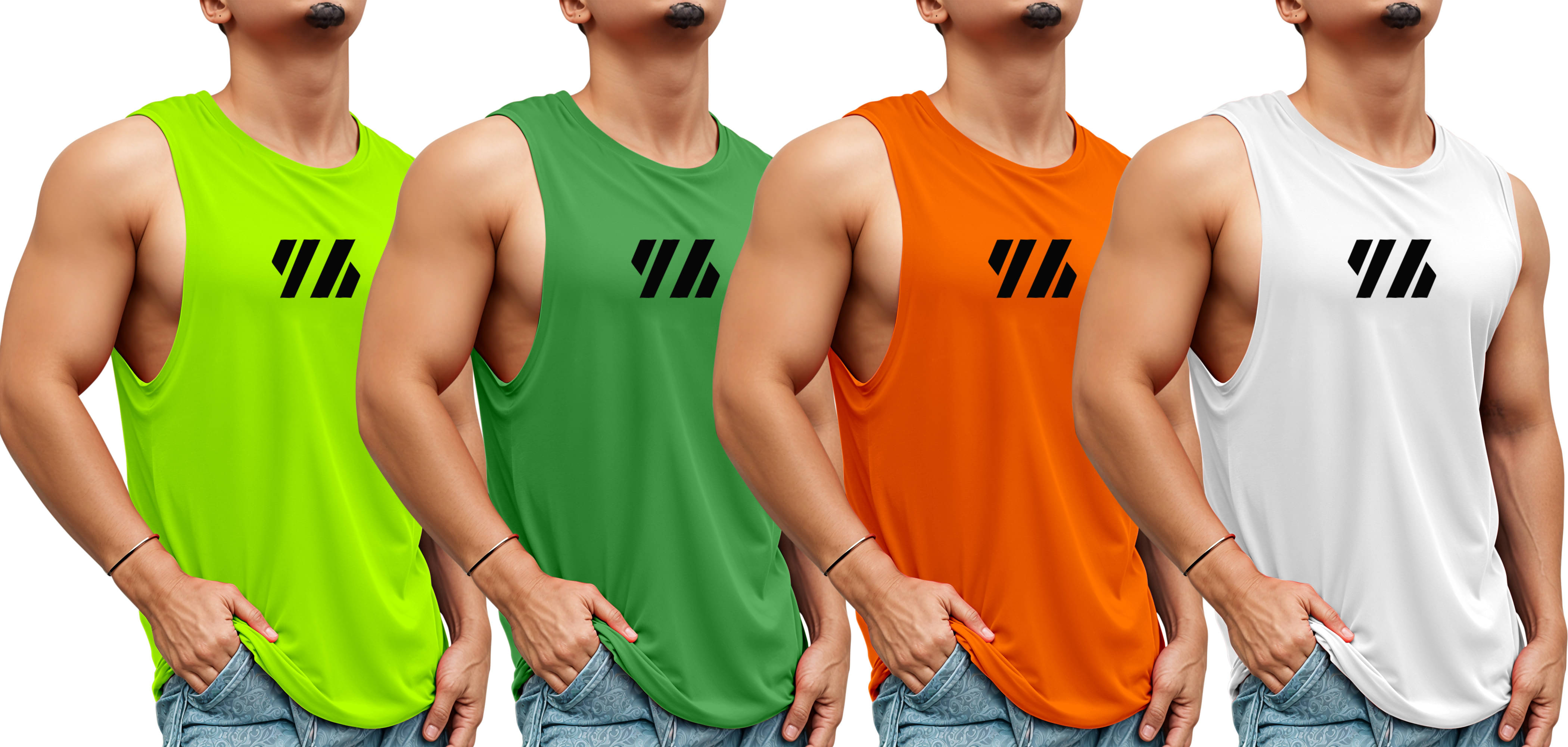     			FTX Pack of 4 Polyester Gym Vest For Men ( Orange )