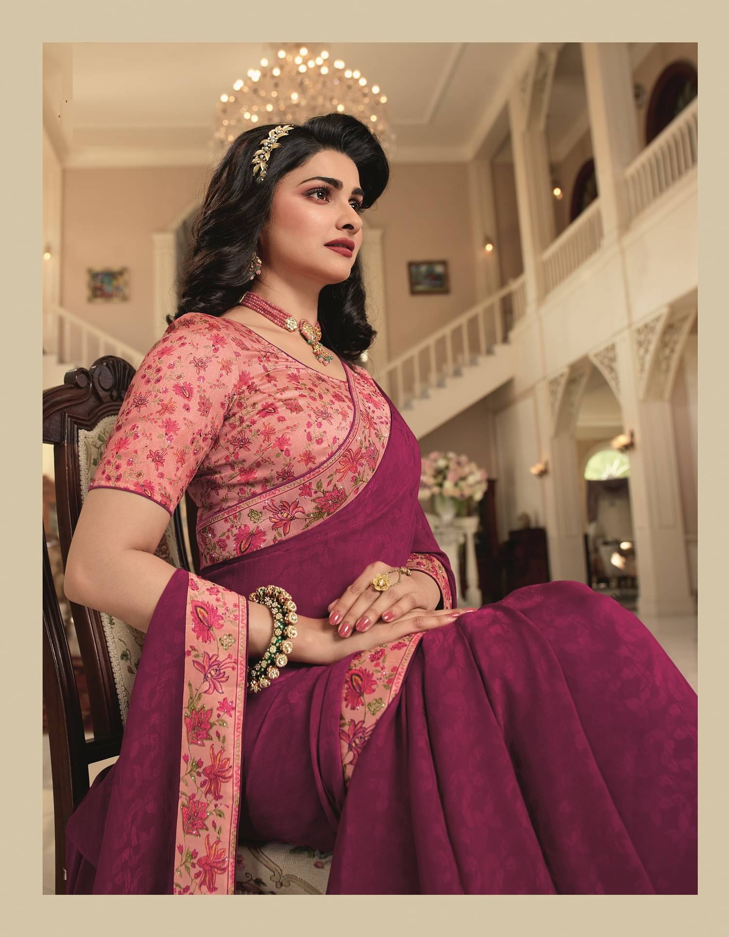 Gazal Fashions Georgette Printed Saree With Unstitched Blouse Piece ( Wine ) Gazal Fashions Georgette Printed Saree With Unstitched Blouse Piece ( Wine )